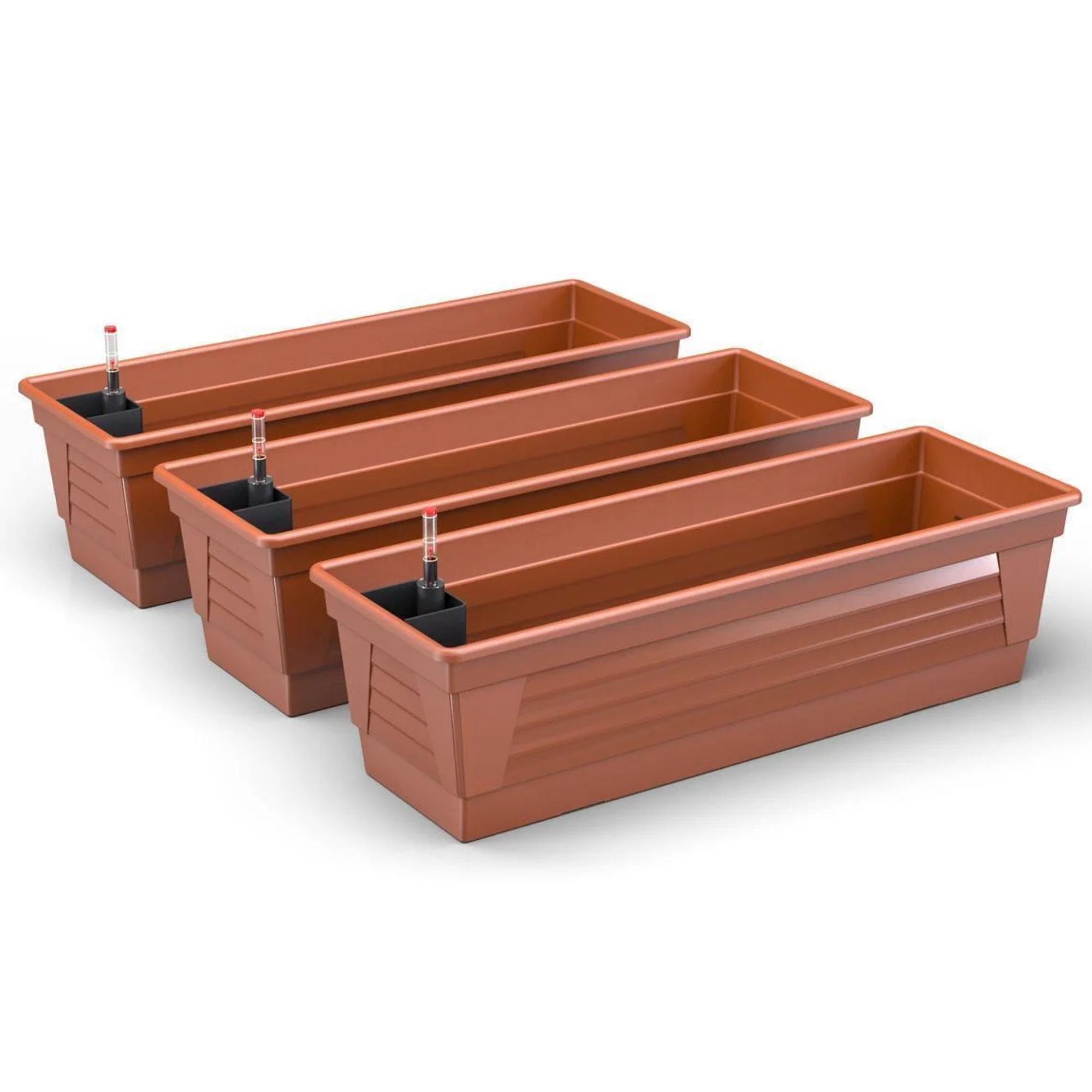 Plastard Blumenkasten, 3er-Set Pflanzkasten mit Hydroeinsatz & Wasserstandsanzeiger (3er-set, 3er-Set mit Hydroeinsatz & Wasserstandsanzeiger 60 cm, 80 cm 100 cm), Witterungs- und UV-Beständigkeit