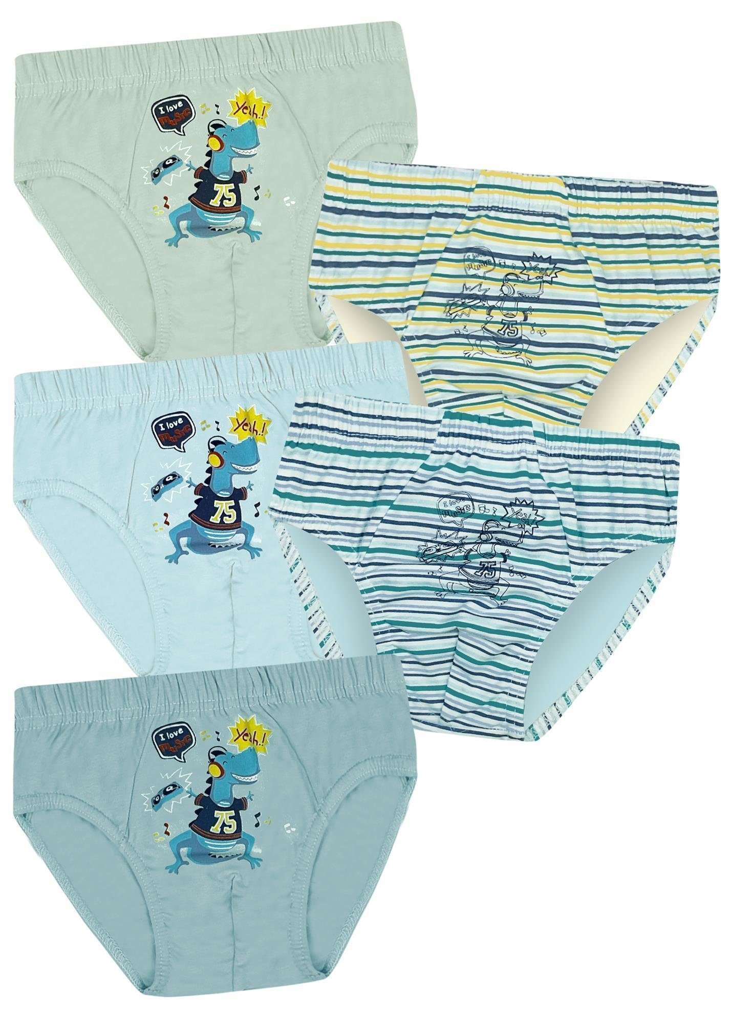 Dinosaurier Baumwolle LOREZA Slip Jungen (Set, Unterhosen 5-St) Slips - Unterwäsche 5