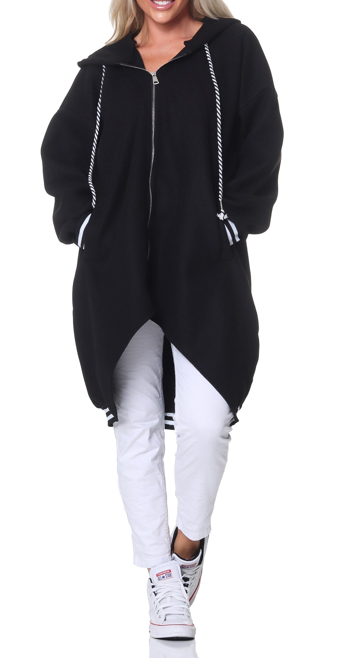 simaranda Kapuzennickijacke Damen Sweatjacke 5410 38-44 Schwarz mit Kapuze günstig online kaufen