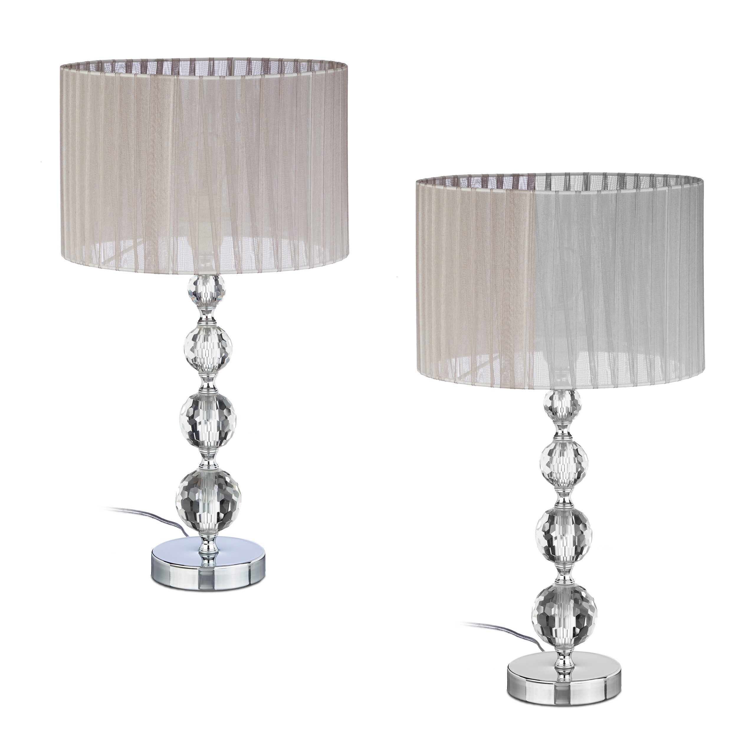 relaxdays Nachttischlampe Tischlampe Kristalloptik 2er Set günstig online kaufen