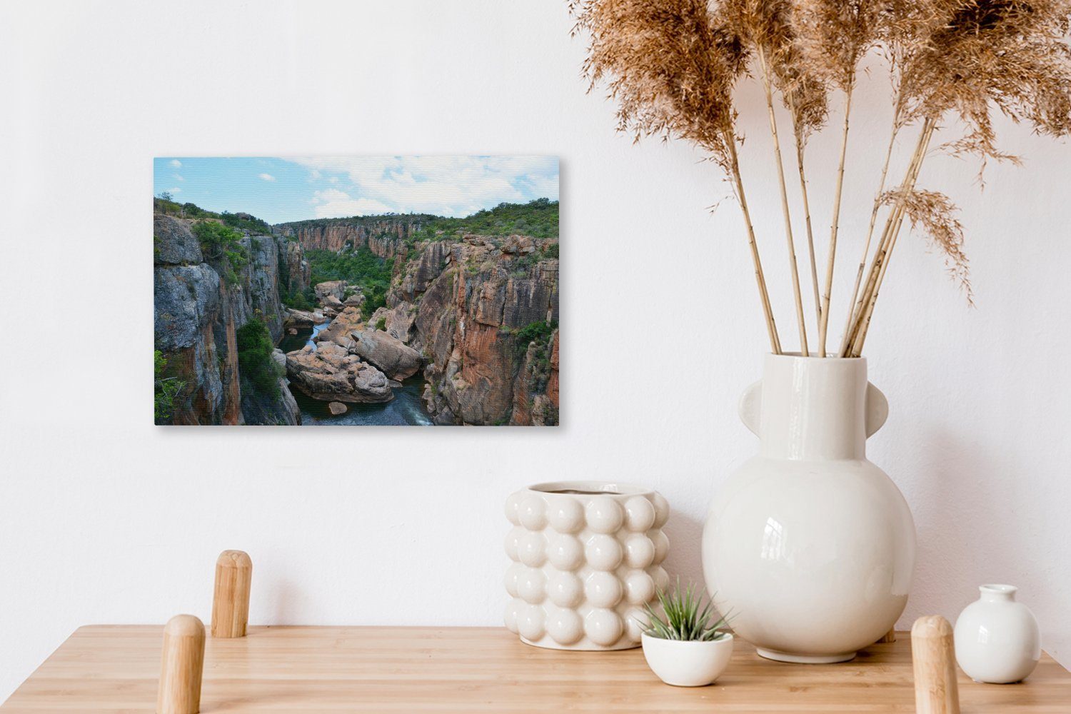 Wandbild Wanddeko, glückliche afrikanischen 30x20 Eulen Aufhängefertig, an (1 Leinwandbild cm OneMillionCanvasses® in Bourke's Südafrika, St), Flüssen Leinwandbilder,