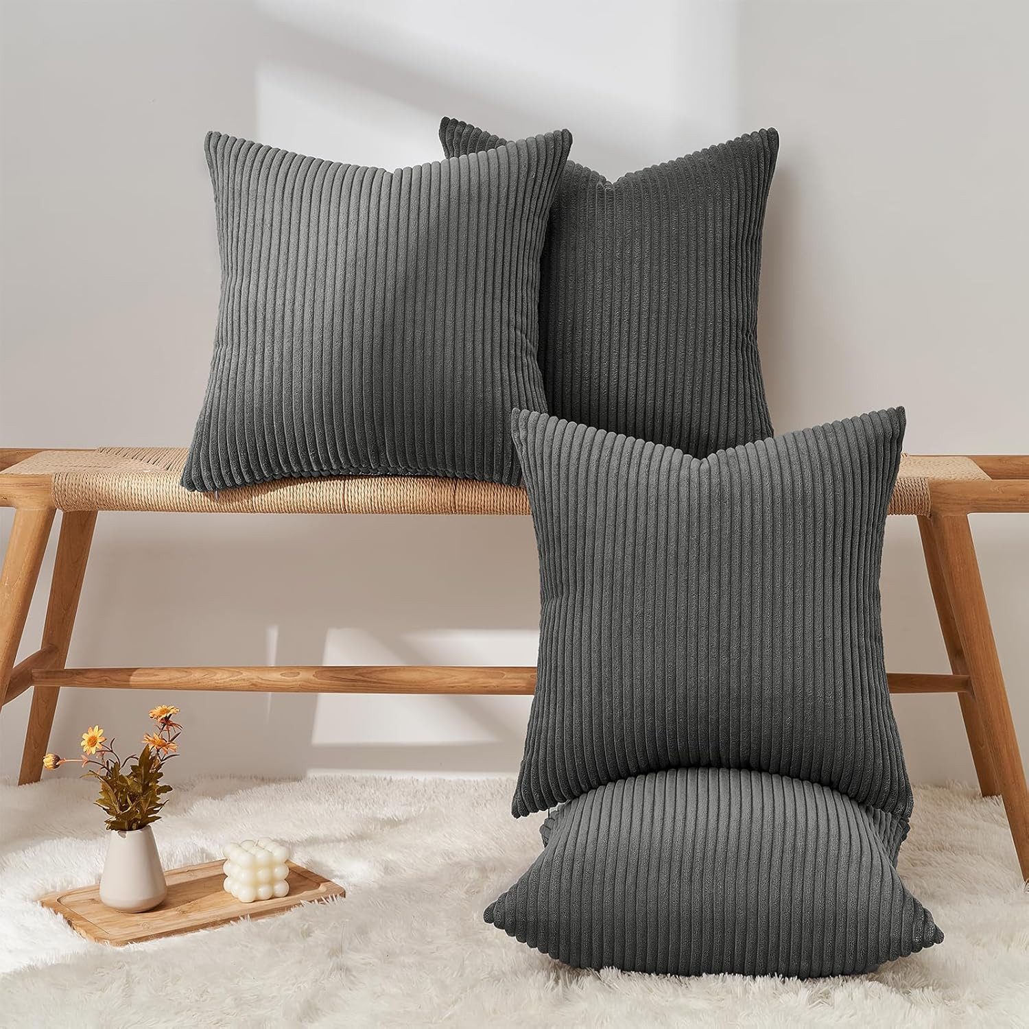 Topfinel Kissenbezüge 4er Set Kordsamt, flauschig Farbverlauf, Gestreift, k günstig online kaufen