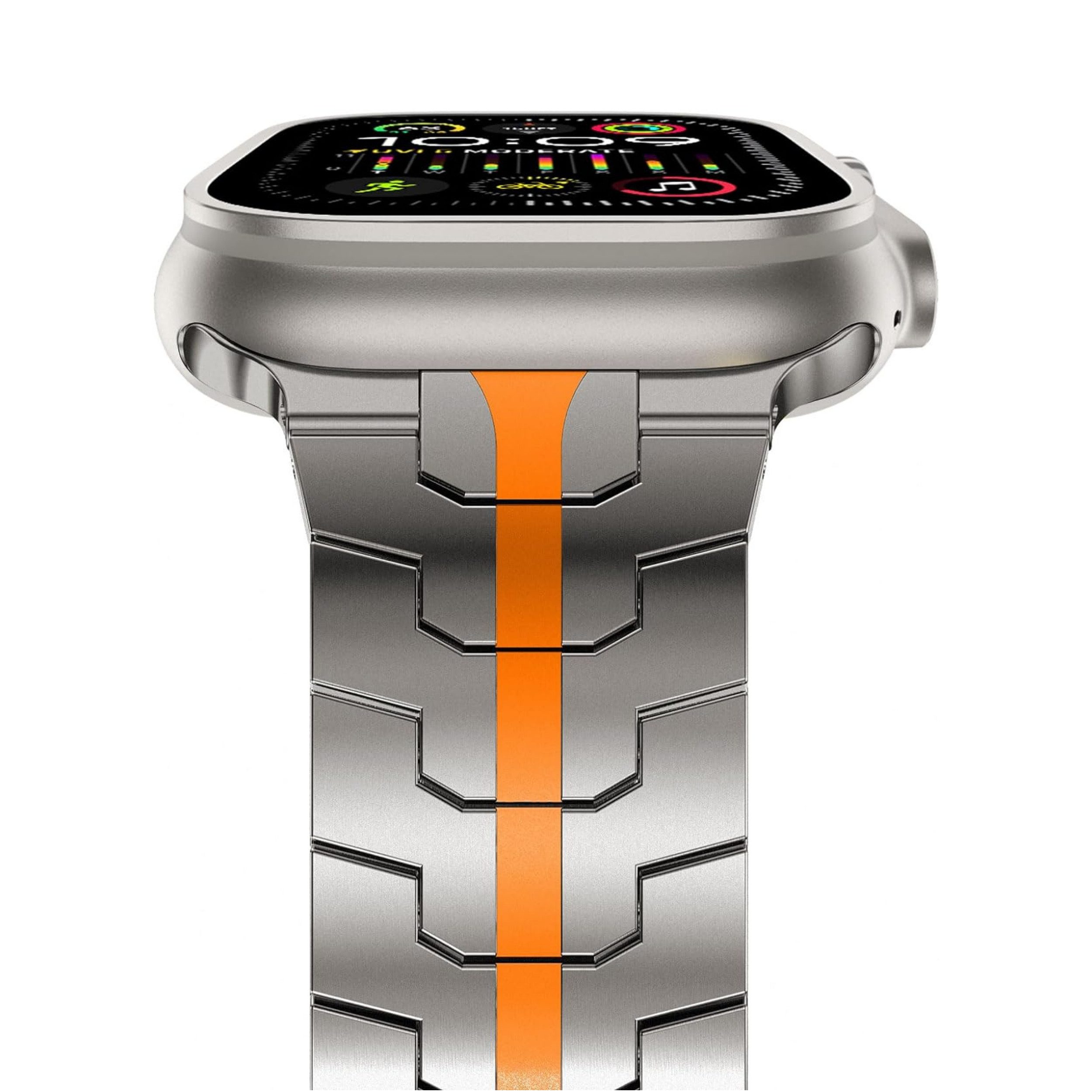S&T Design Smartwatch-Armband Apple Watch Armband Ultra 2 49mm 45mm 44mm 42mm, Ersatz Solides Edelstahl Gliederarmband für iWatch Ultra Titan Armband