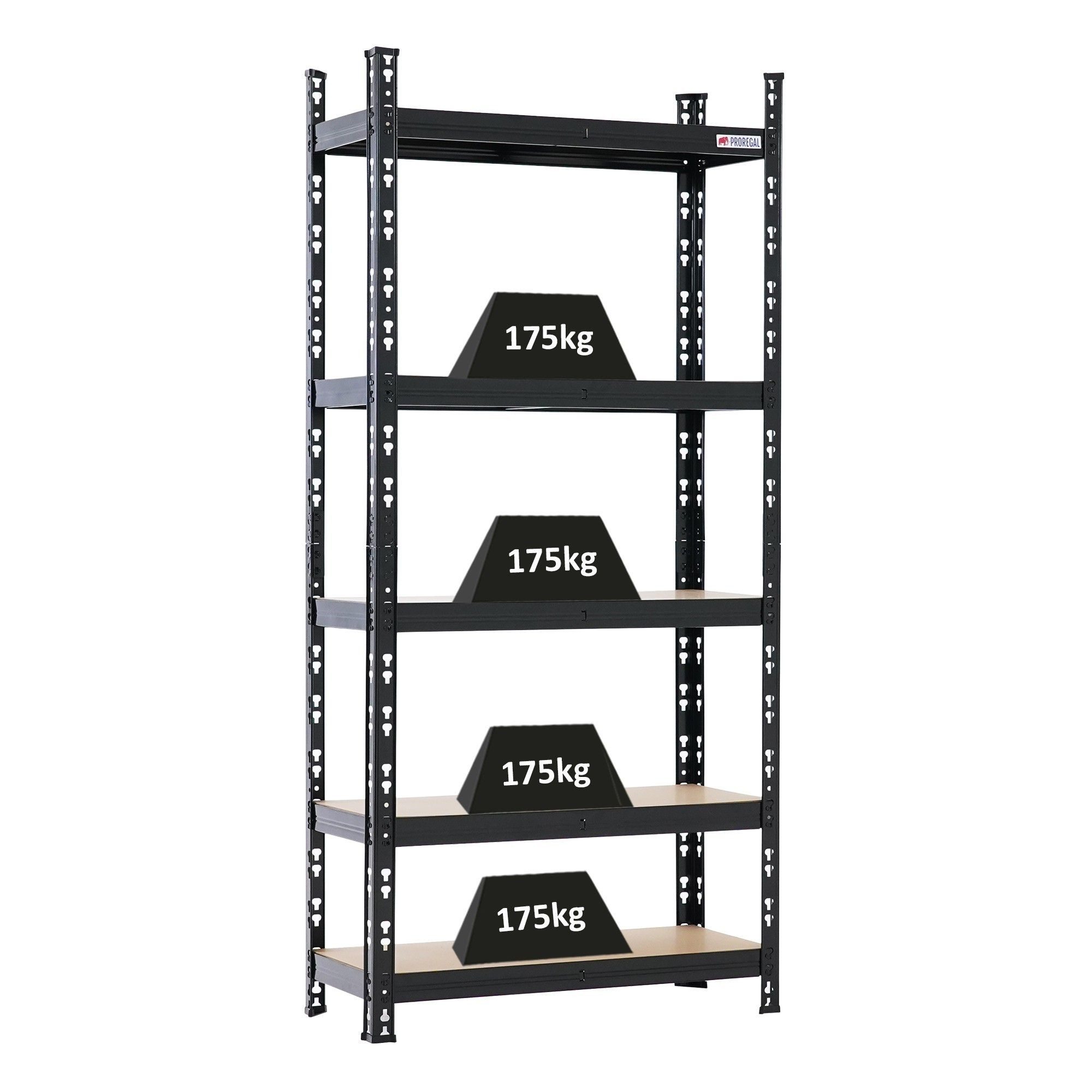 PROREGAL® Schwerlastregal HERMES schwarz 30cm tief