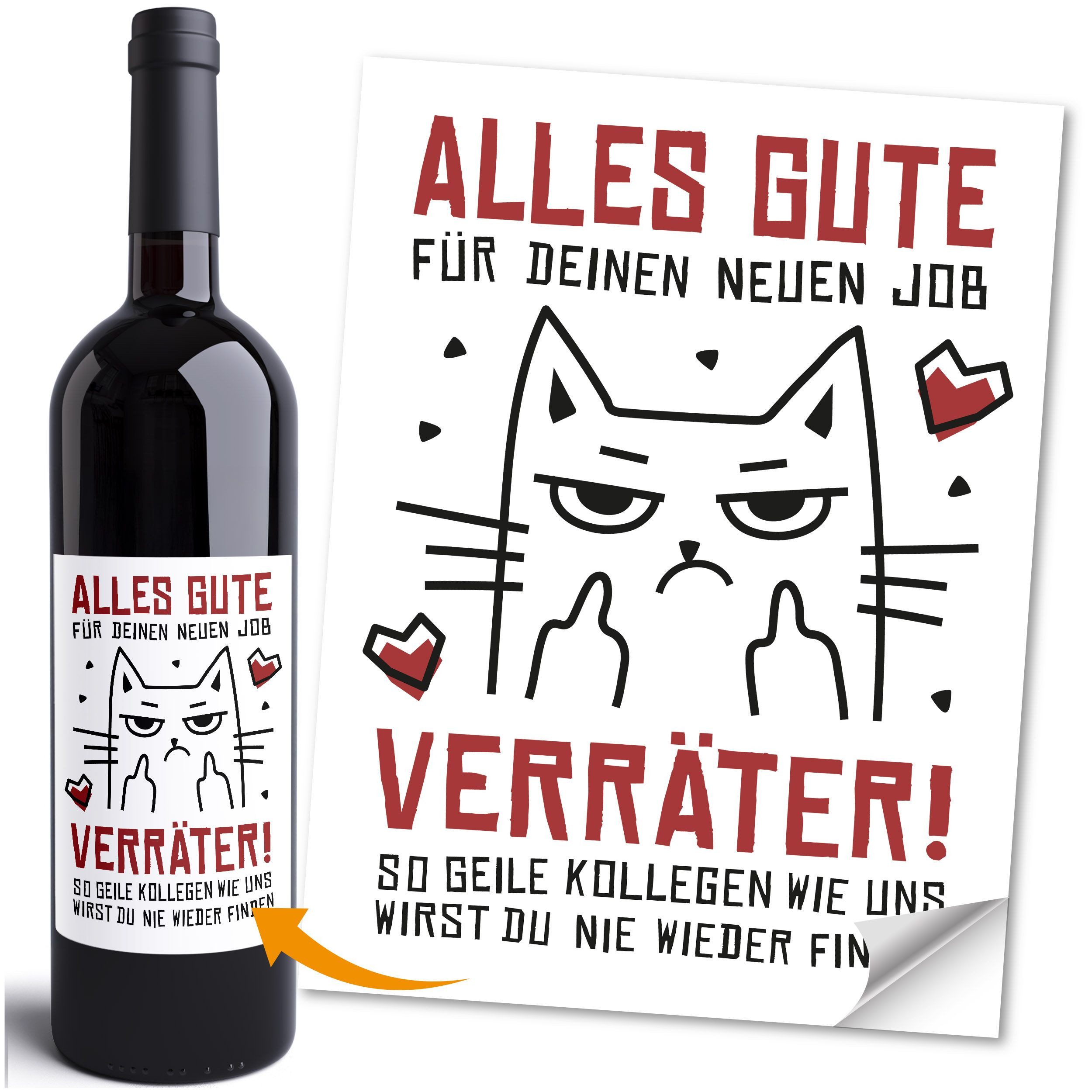 MoonWorks Aufkleber Weinetikett Flaschenetiketten selbstklebend Abschied Kollegin