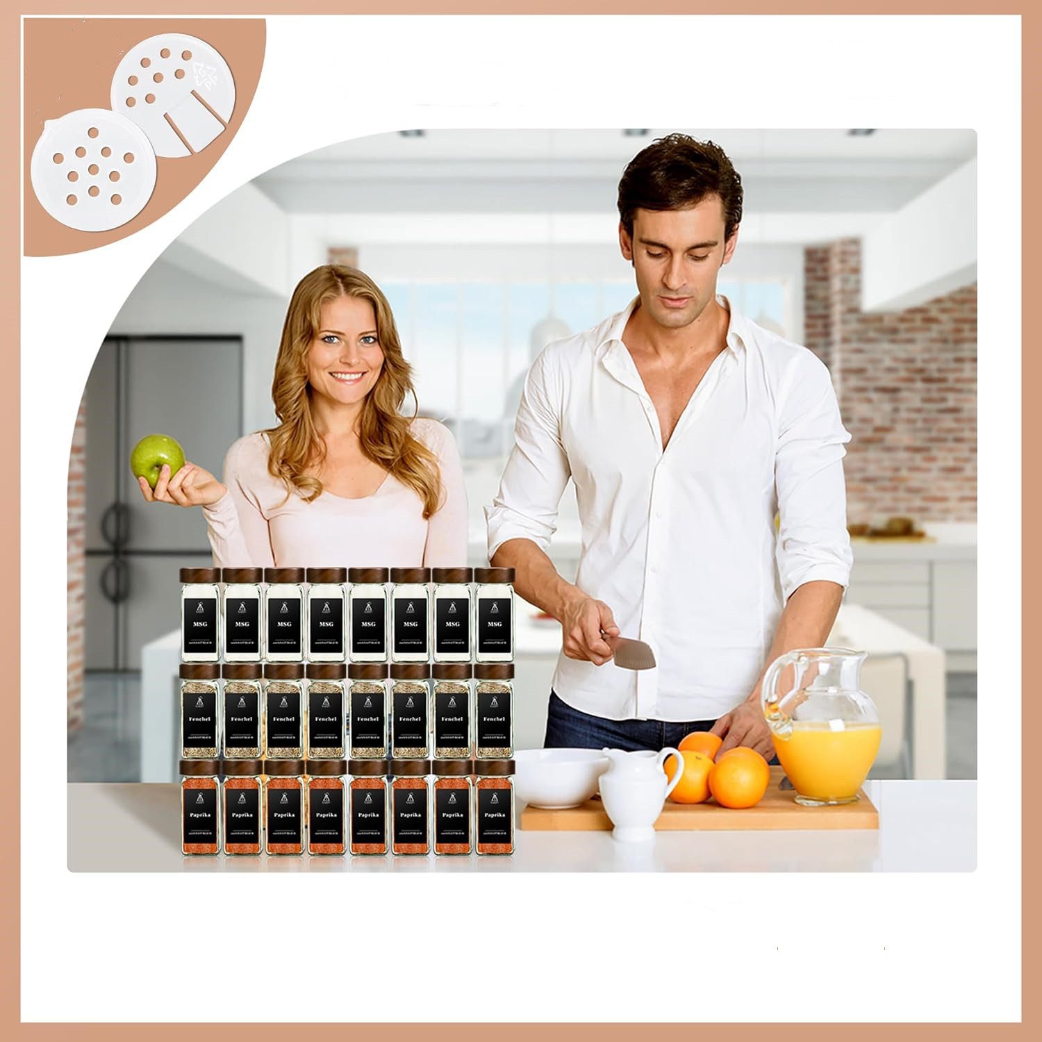 KingLux Gewürzbehälter 24Stk.120ml Gewürzdosen Eckig -Set aus Glas,Kappen a günstig online kaufen