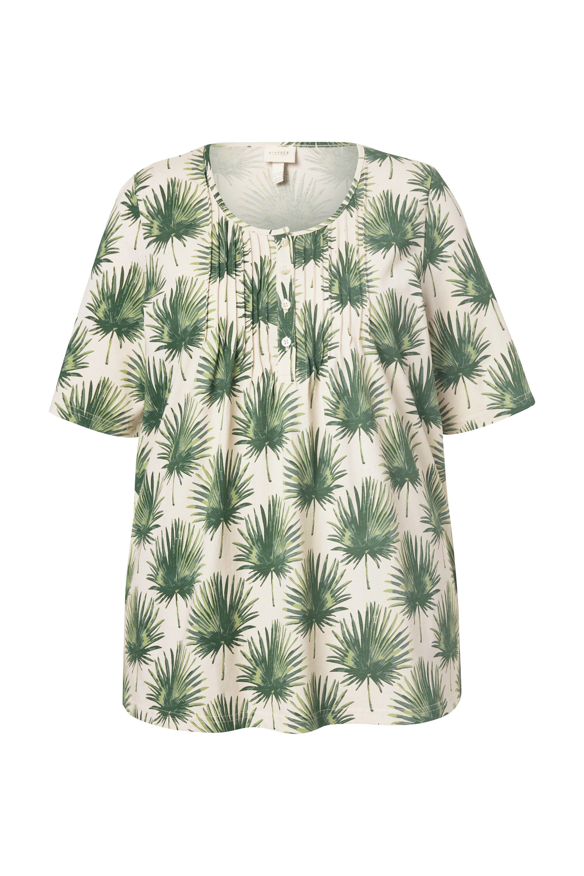 Ulla Popken T-Shirt T-Shirt Palmen A-Linie günstig online kaufen