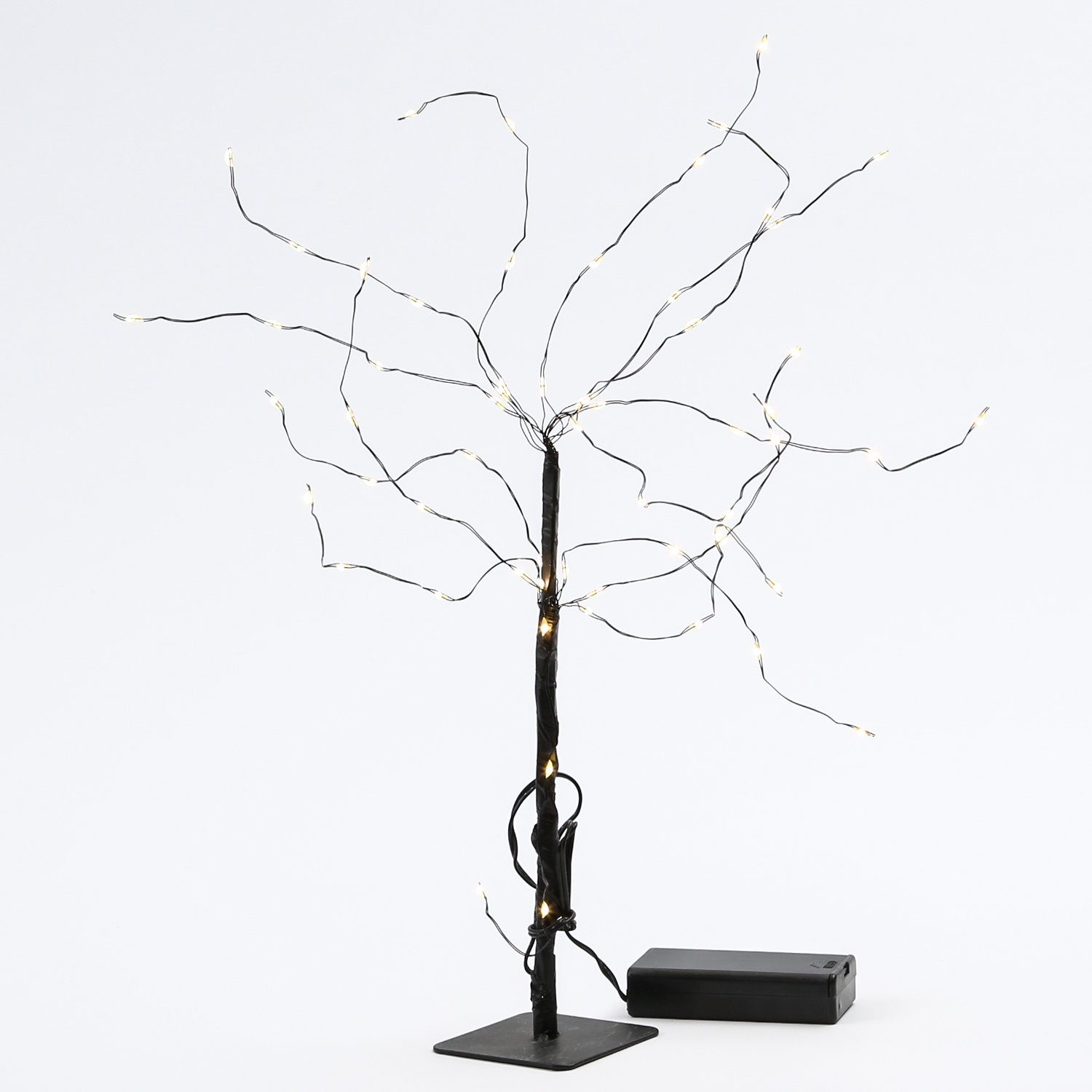 Baum Dekoobjekt 3000K) warmweiß Classic, schwarz, LED 60 Mini Batteriebetrieb Weidenbaum LED LED bis (2100K Dekoleuchte LED MARELIDA