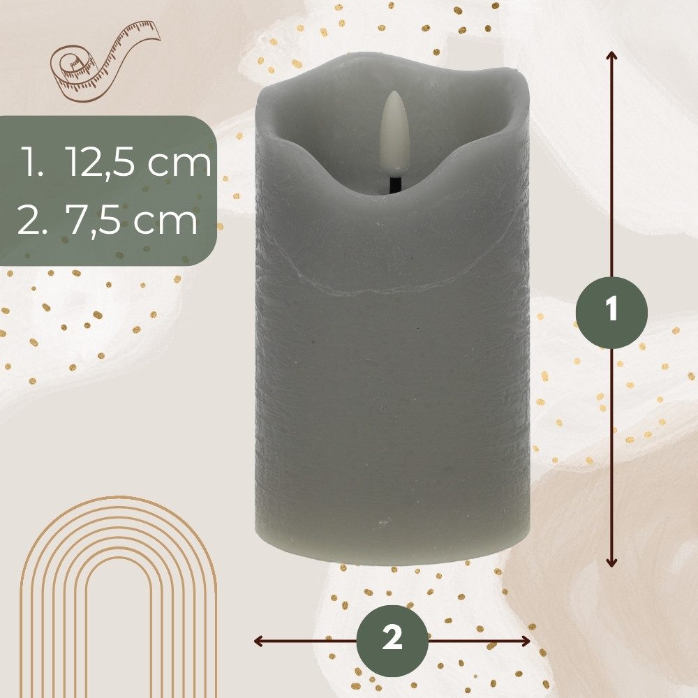 GarPet LED-Kerze LED Echtwachskerzen Timer Echtwachs Stumpenkerzen flackernd 7,5x12,5cm