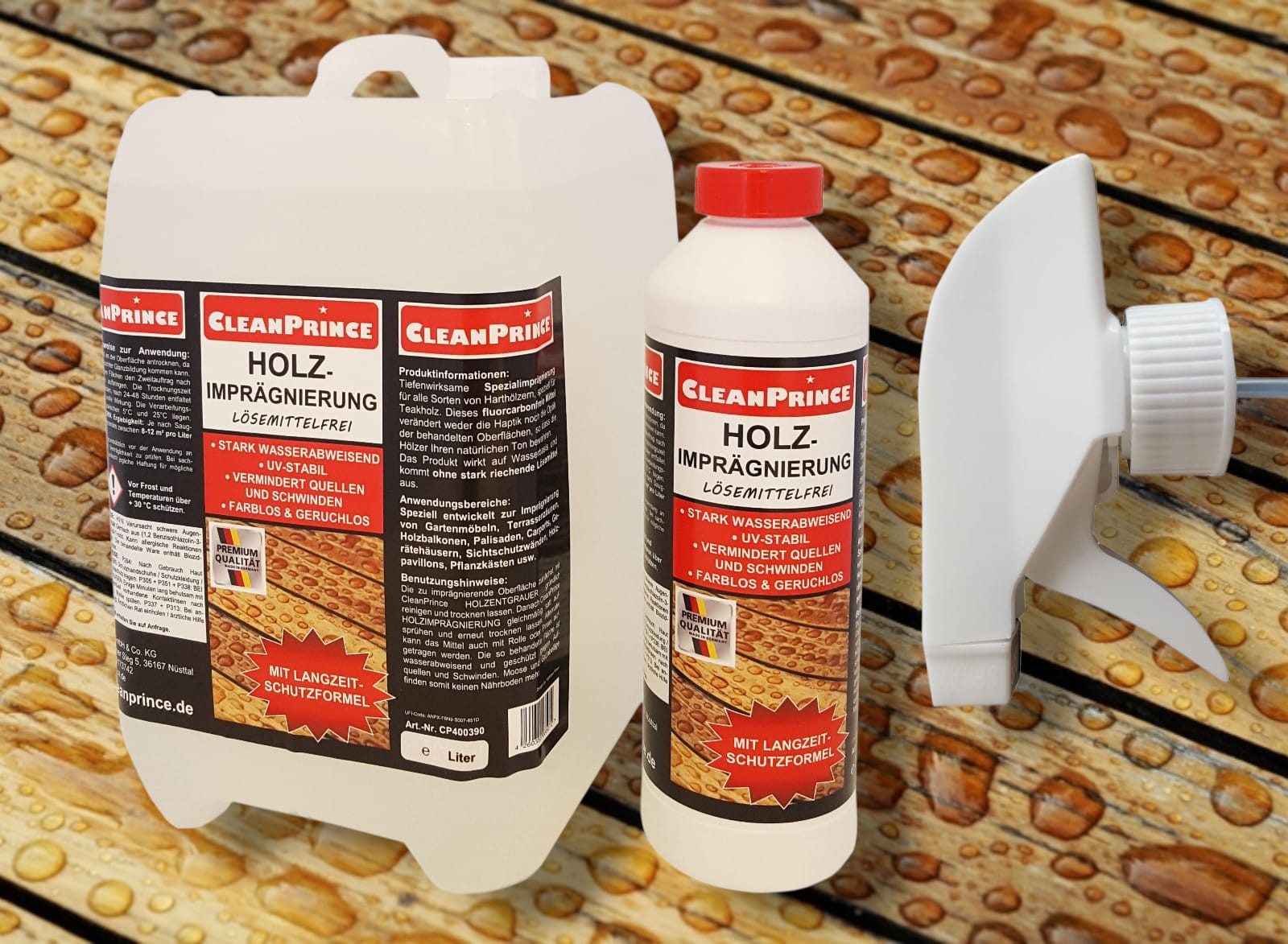 CleanPrince Holz-Imprägnierung farbloses Imprägniermittel Imprägnierspray, Made in Germany