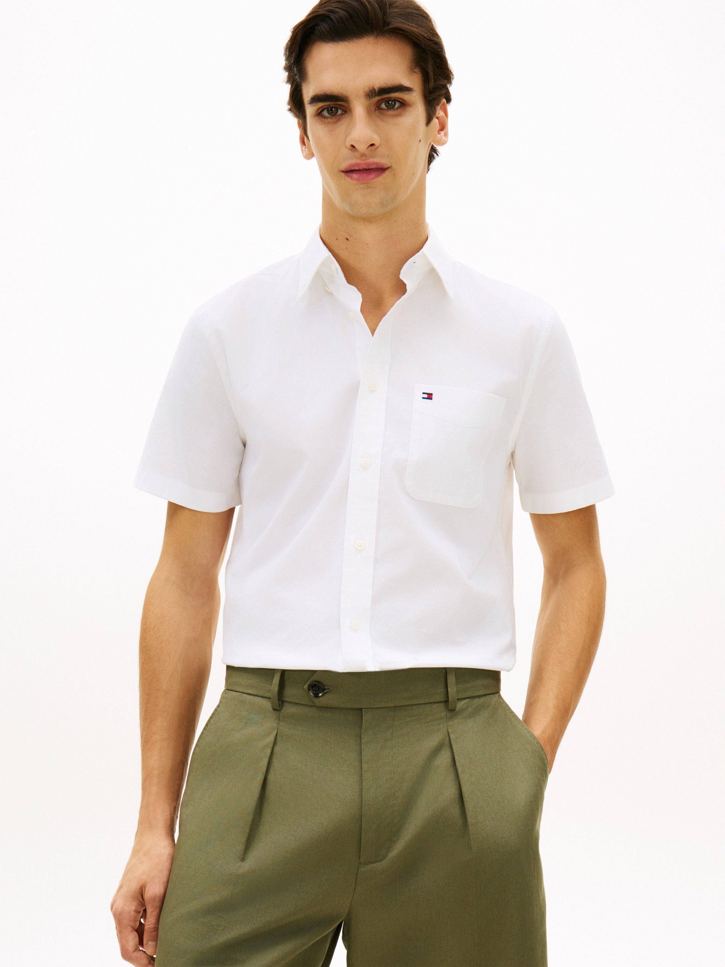 Tommy Hilfiger Kurzarmhemd LIGHT OXFORD SOLID regular fit, Button-down-Kragen