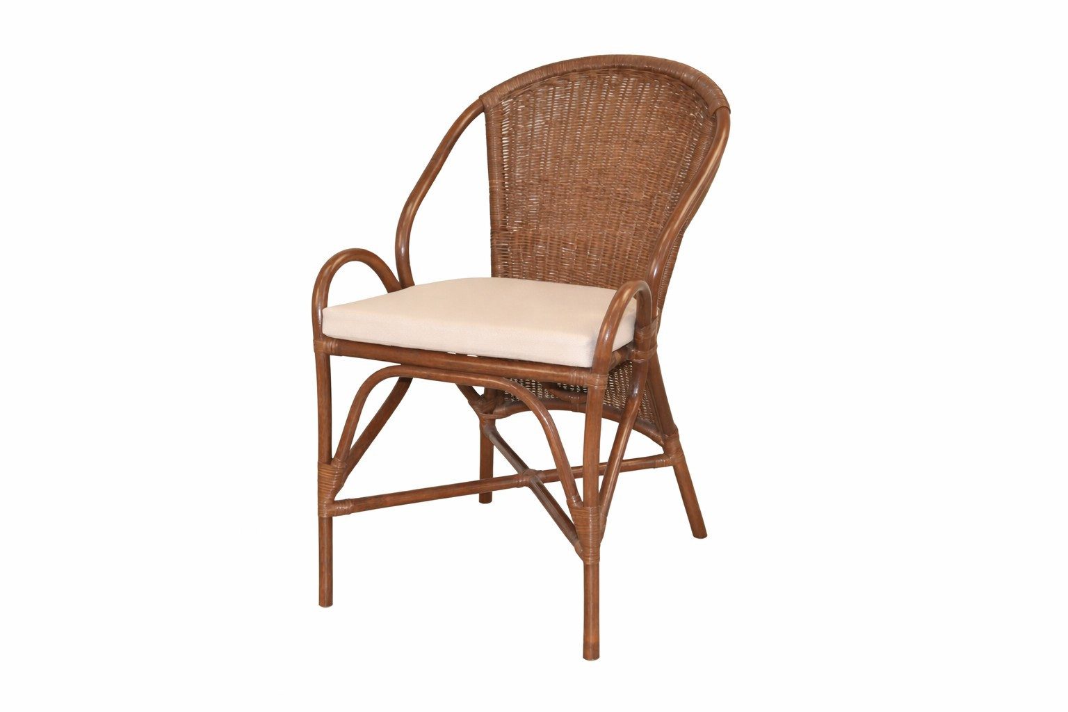 moebel-direkt-online Rattanstuhl Handgeflochtener Rattanstuhl inklusive Sitzkissen