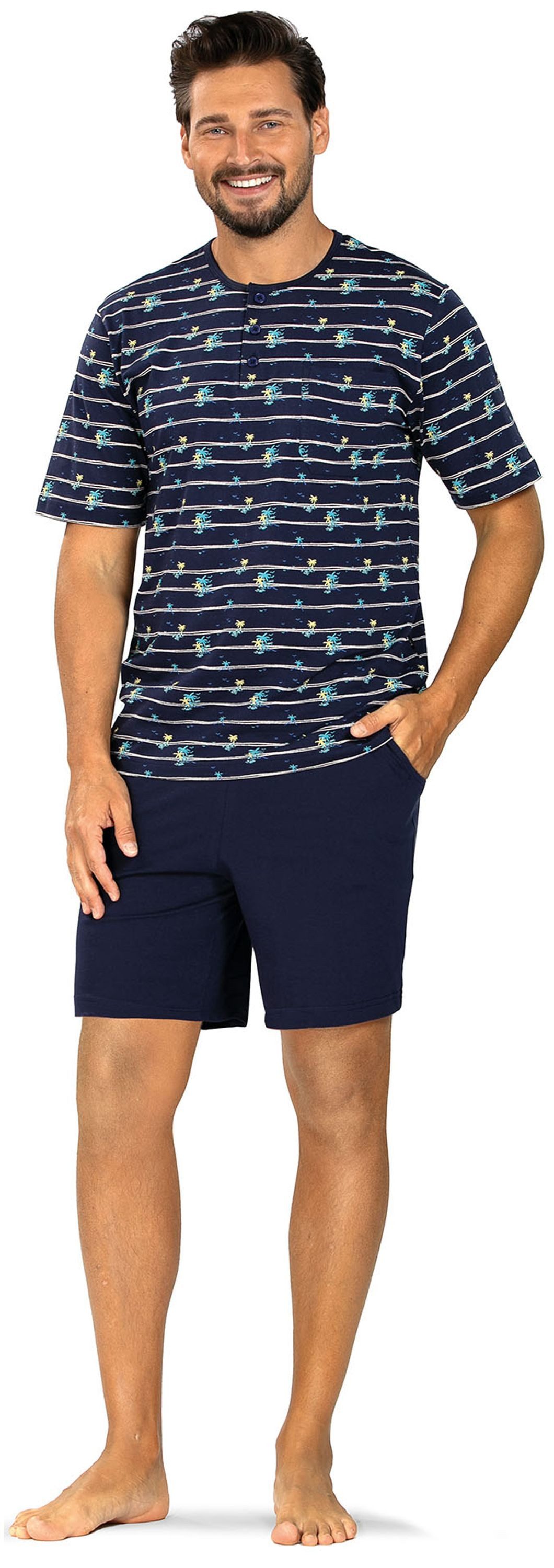 Comte Shorty Lunar Lounge (Set, 2 tlg., 2-teilig) Herren Pyjama kurz Shorty Kurzarm Baumwolle auch große Größen