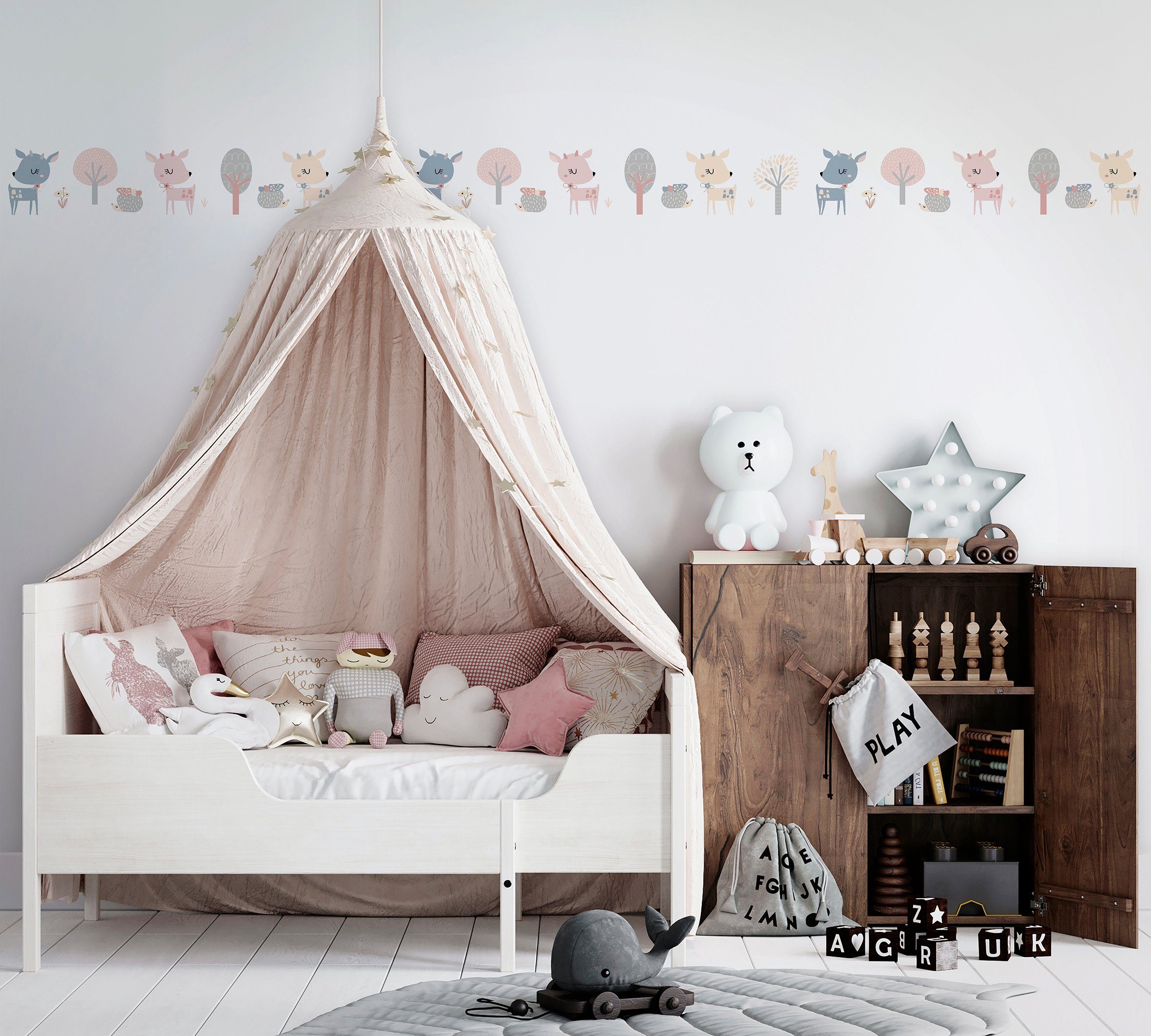 Marburg Kindertapete, matt, Wald, Motiv, (1 St), Tiere, moderne Tapete für Wohnzimmer Schlafzimmer Küche