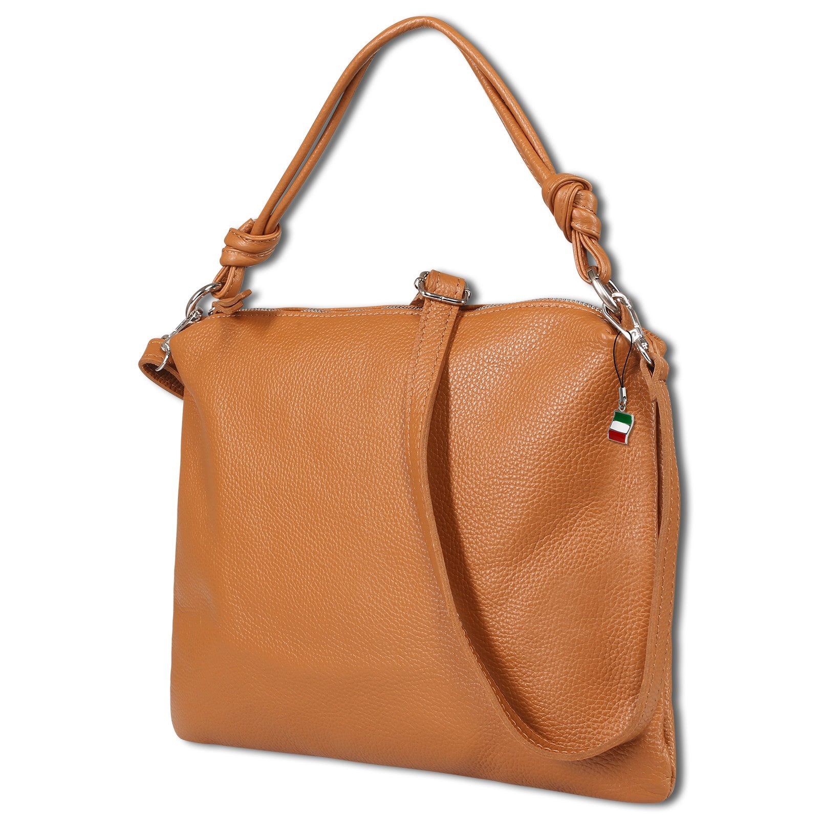 FLORENCE Schultertasche Florence Damen Schultertasche Leder (Schultertasche), Damen Schultertasche Leder, tan, hellbraun ca. 27cm hoch