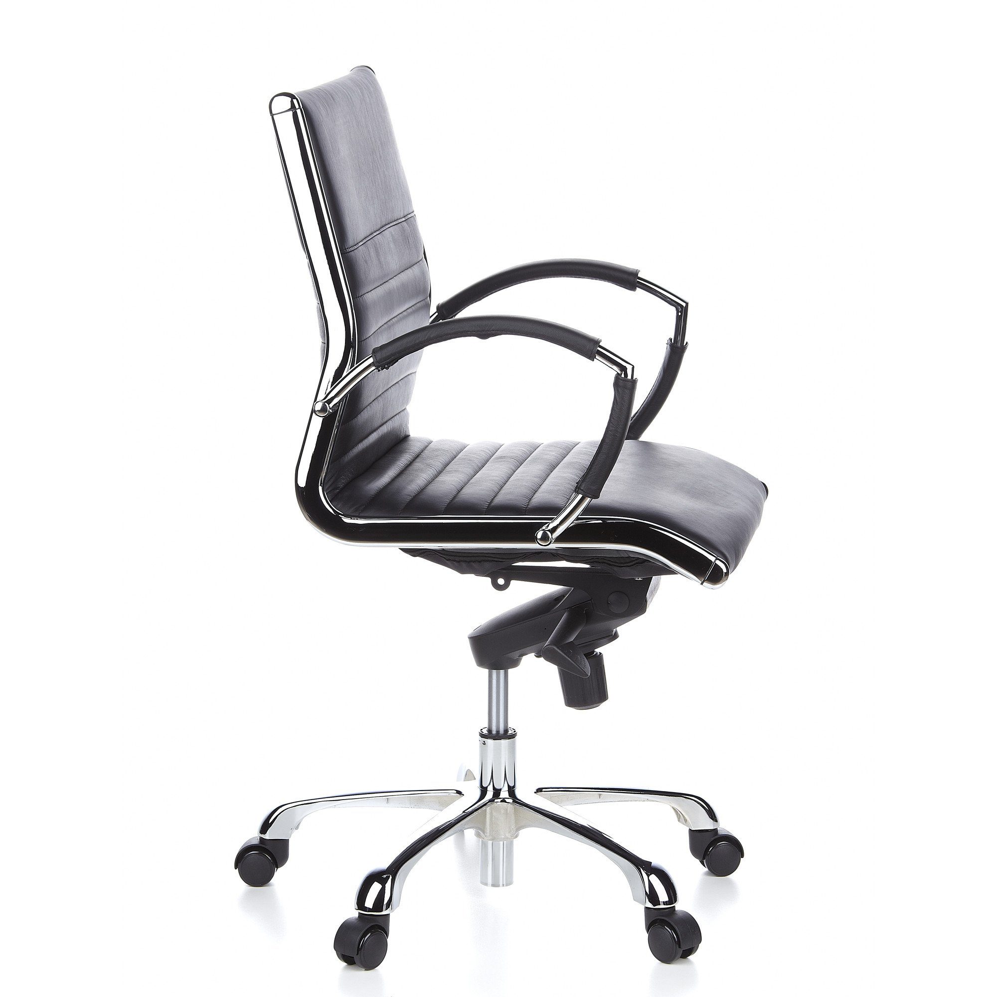 hjh OFFICE Chefsessel Profi Chefsessel ergonomisch Armlehnen, mit PARMA Bürostuhl 10 Leder Schwarz Drehstuhl