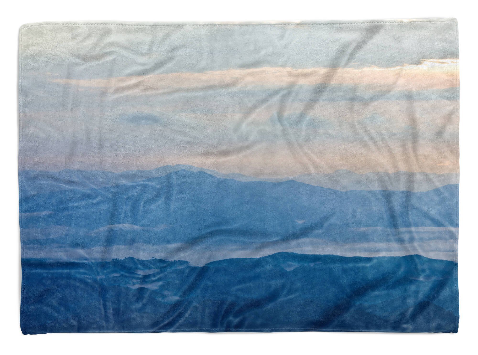 Sinus Art Handtücher Handtuch Strandhandtuch Saunatuch Kuscheldecke mit Fotomotiv Bergkette Bäume Nebel Natur, Baumwolle-Polyester-Mix (1-St), Handtuch