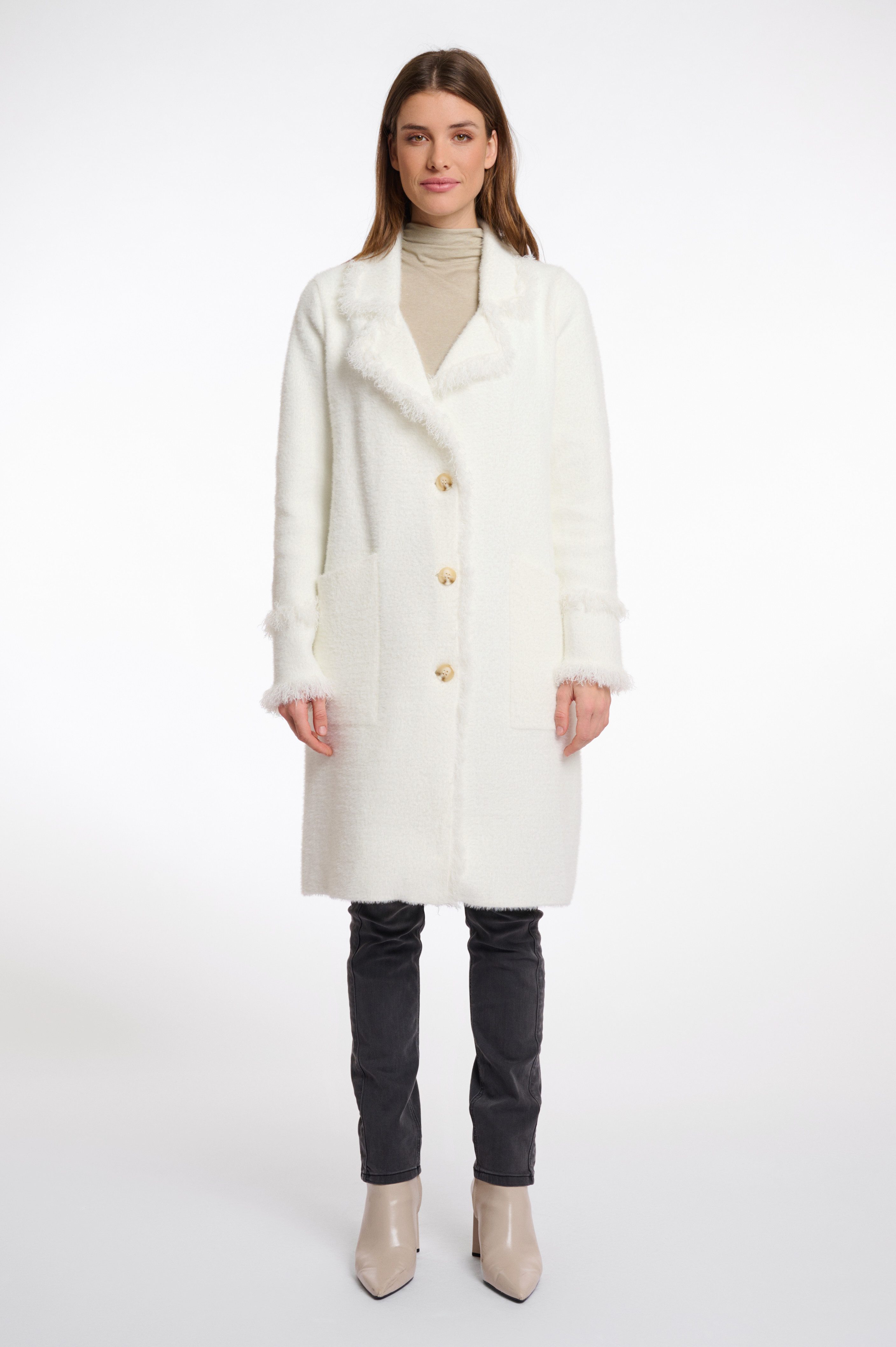 Rino & Pelle Longstrickjacke CATENA mit Fransendetails und Knöpfen