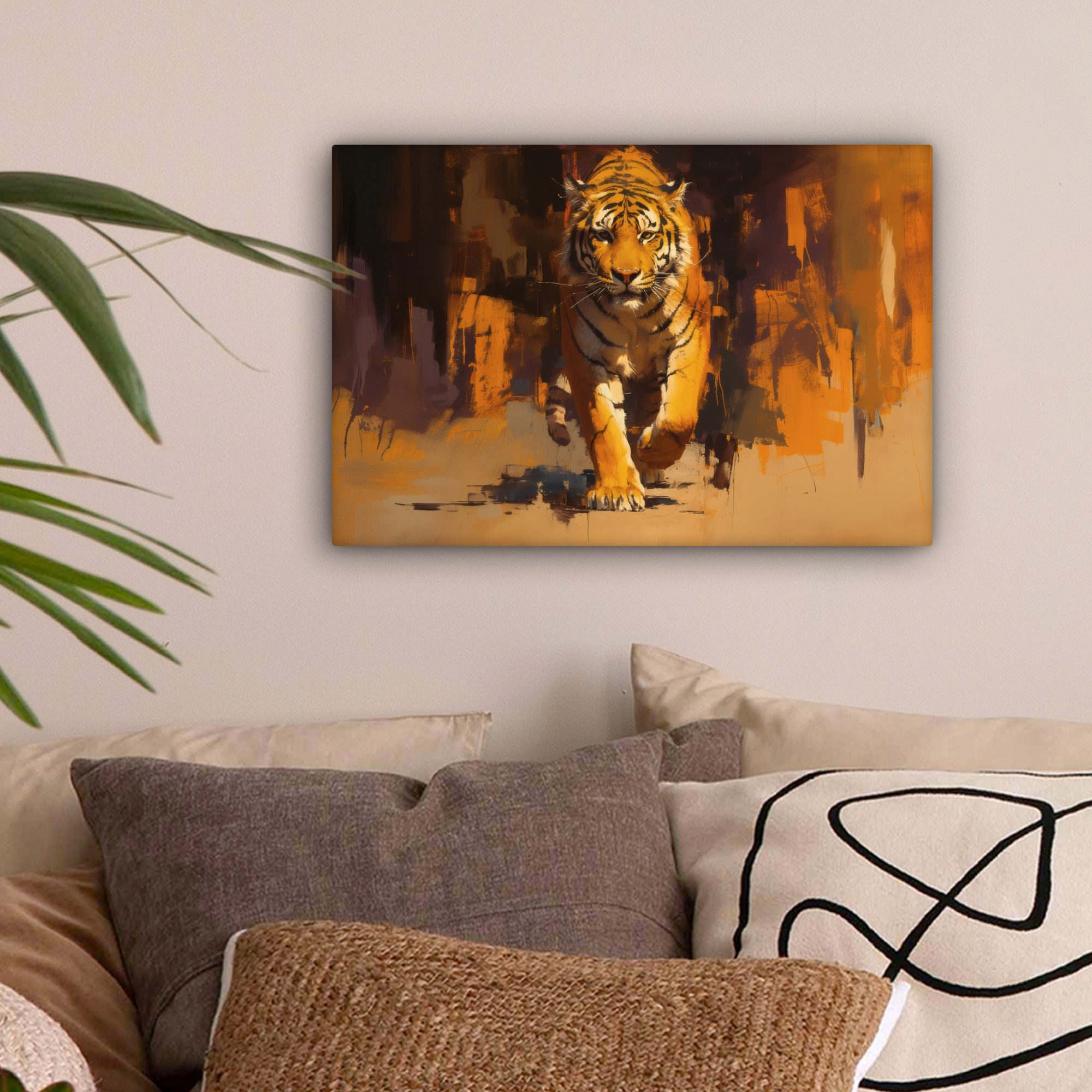 OneMillionCanvasses® Leinwandbild Tiger - Gemalt - günstig online kaufen
