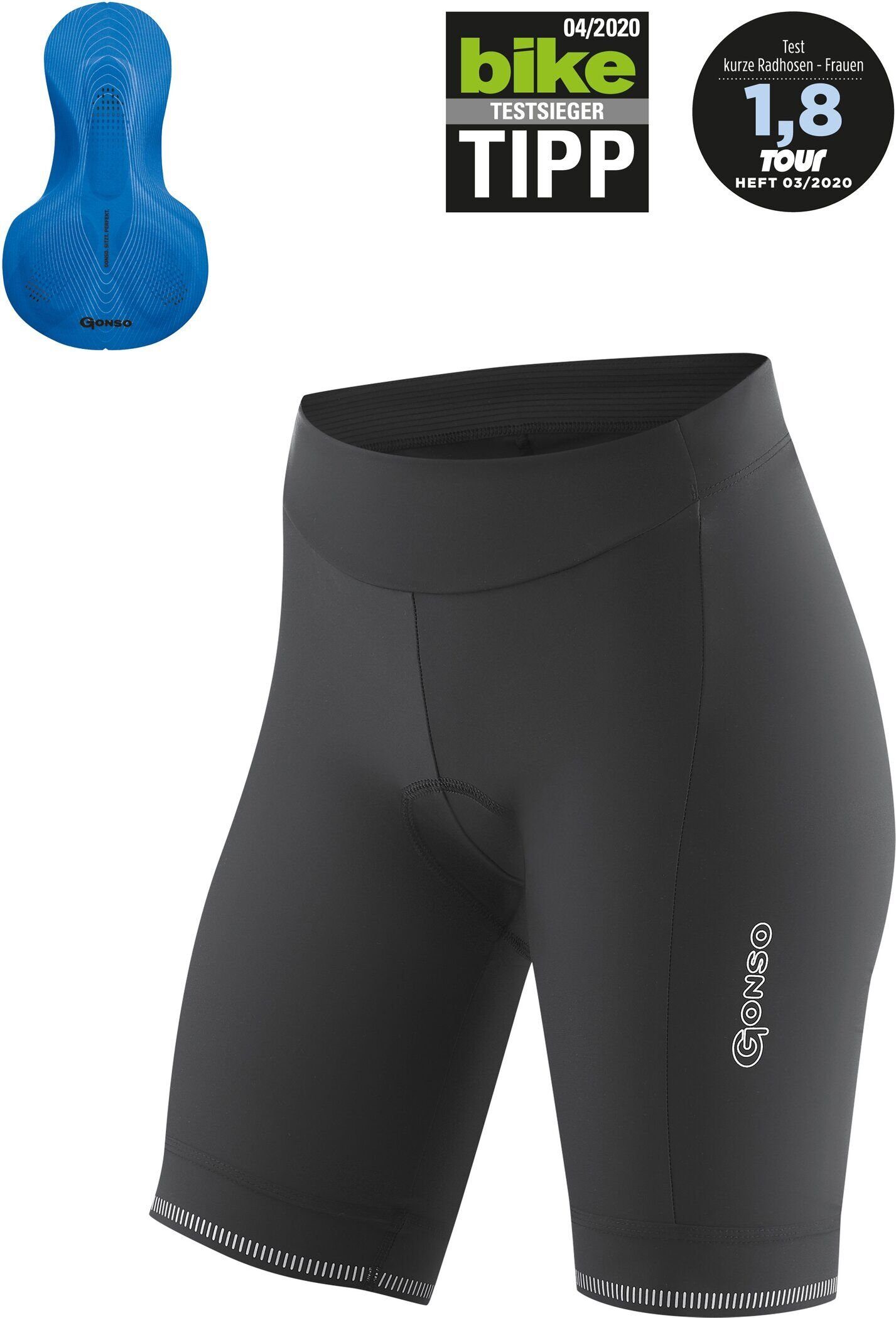 Gonso Shorts (1-tlg) Antirutsch-Silikon-Beingummi Noir