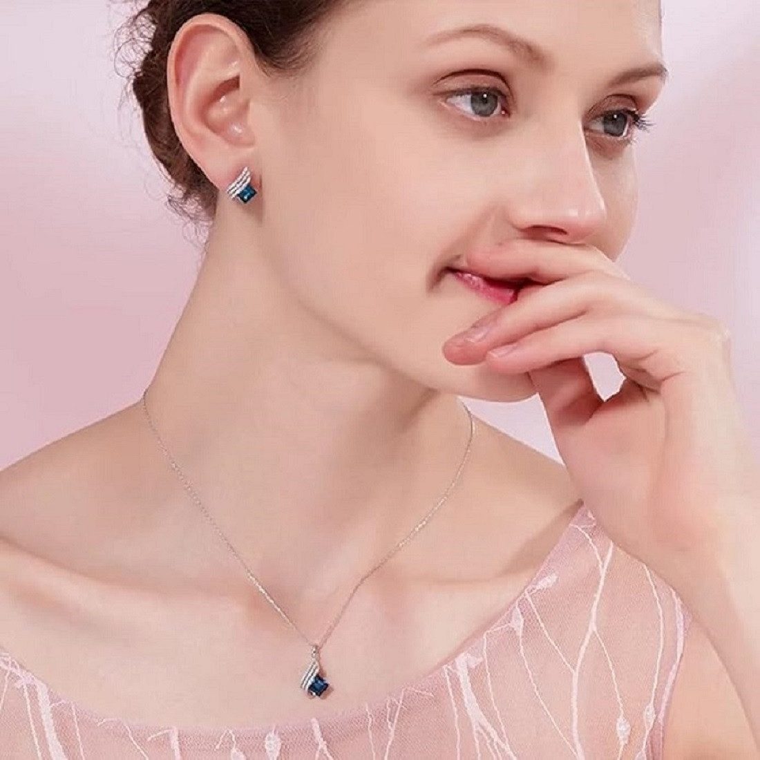 Shining Diva Schmuckset Crystal Stylish Platin plattiert Halskette Schmuck Set, mit Ohrringen (Schmuckset, Modischer Kunstschmuck), Langlebige Ausführung, Hautfreundlich, Nickelfrei