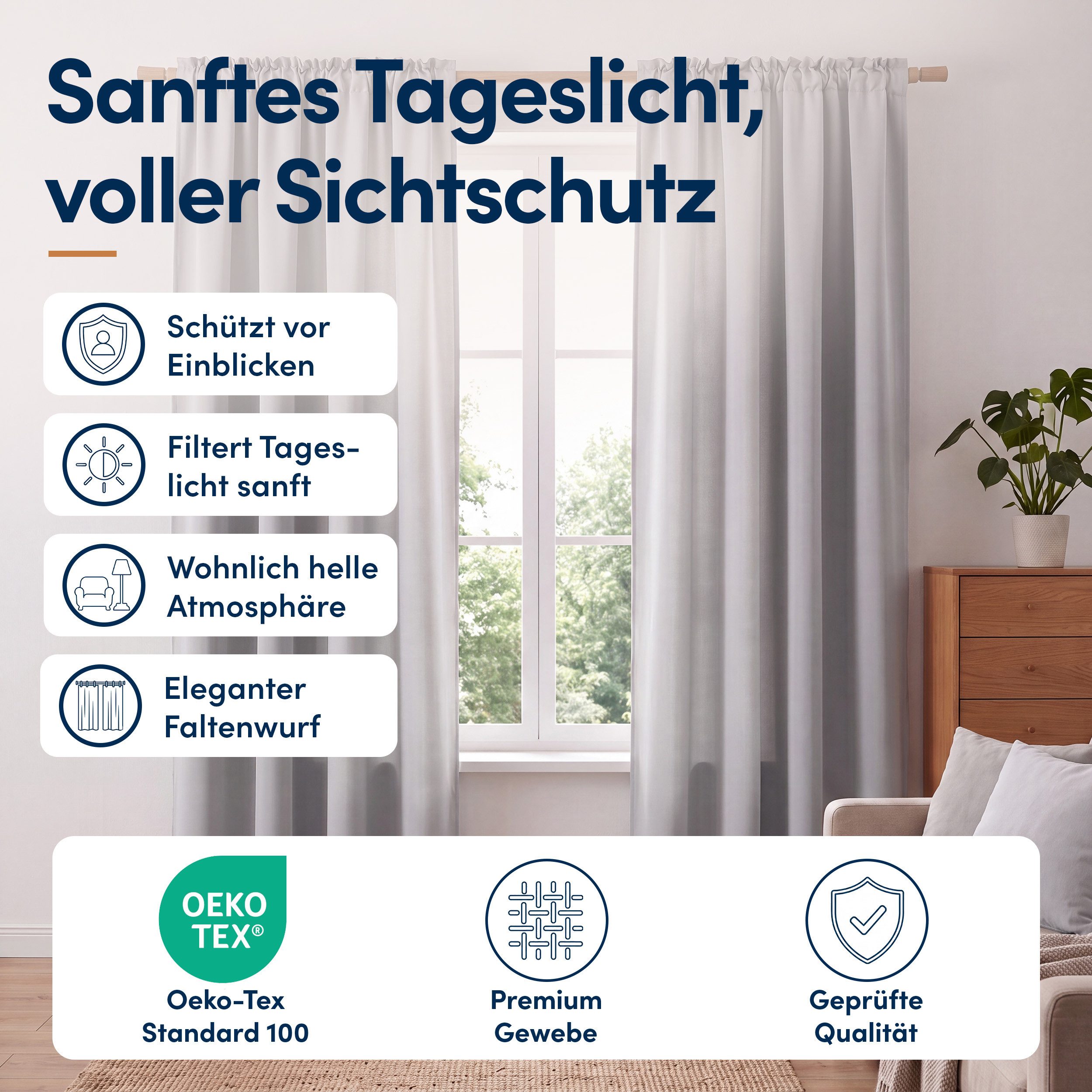Stoffschmiede Gardine, Blickdicht, Raumverdunkler, Kräuselband