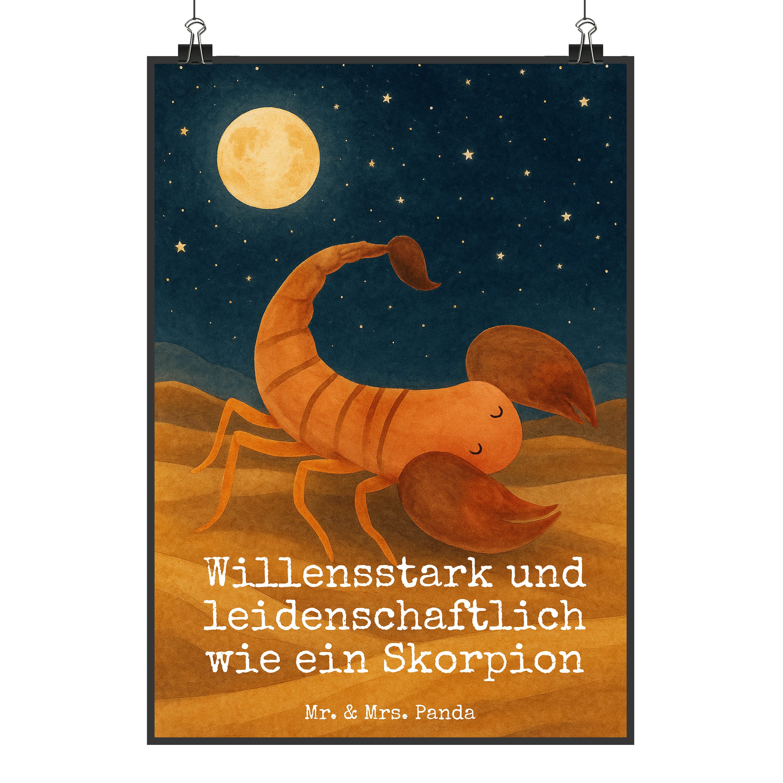 Mr. & Mrs. Panda Poster Sternzeichen Skorpion Design, Bild DIN A5, Weiß, Geschenk, Skorpione, Sternzeichen Skorpion (Packung), wandkunst grafikposter Deko Bild