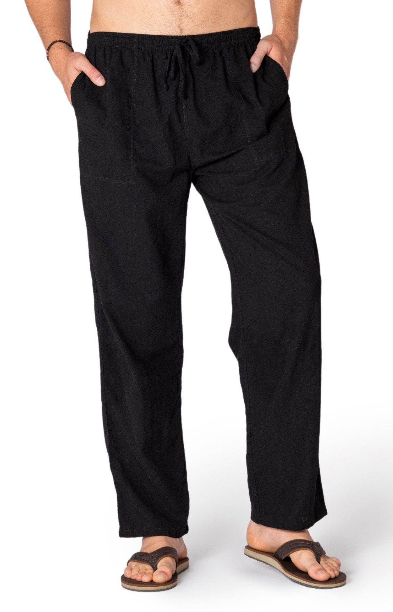 PANASIAM Stoffhose Sommerhose Herren 100% Baumwolle - leichte Freizeithose - Loose Fit Schlupfhose blickdicht & atmungsaktiv, mit Gummibund & Taschen, Yoga. € 46,90