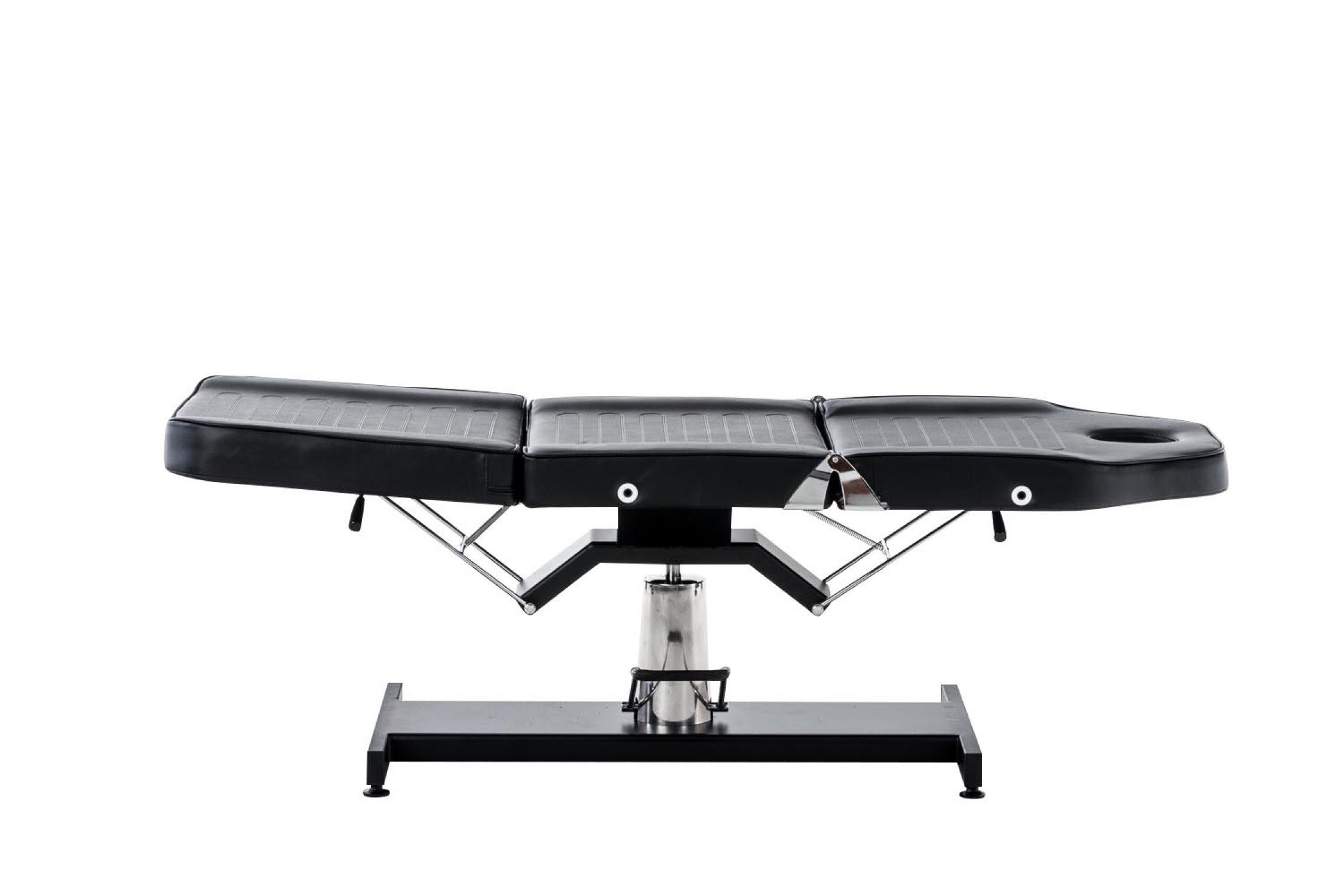 TPFLiving Massageliege Sphynx - Hydraulische Kosmetikliege (Massagebett 360° drehbar. Sitzhöhe 60 - 75 cm, Massagesessel bis zu 400 kg belastbar), mit Feinzellenschaumstoff gepolstert - Material: Kunstleder schwarz