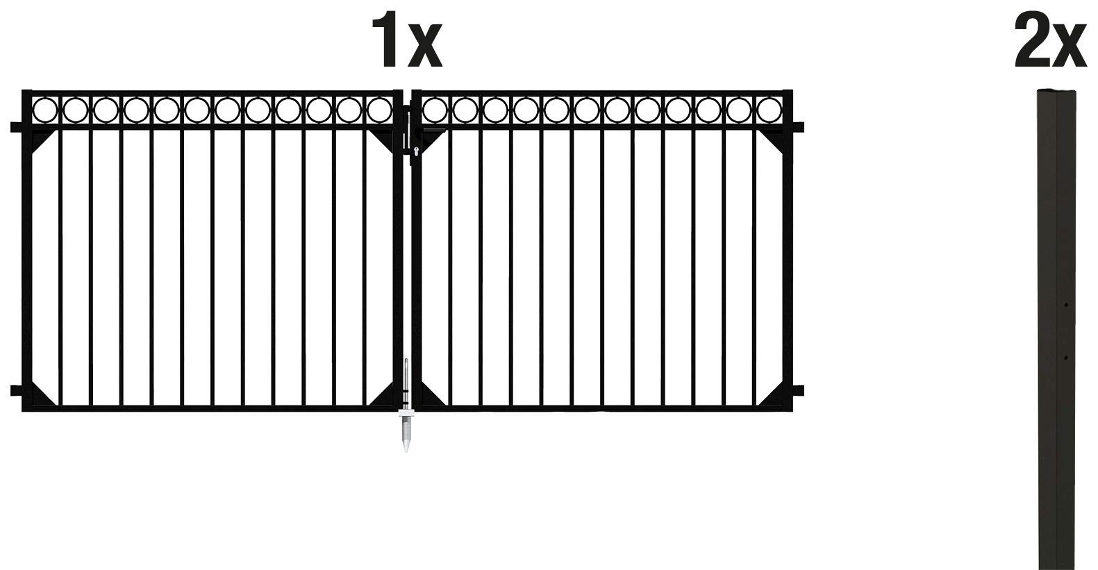 Alberts Zaundoppeltür Circle, Breite: 300 cm, Höhe: 100 und 120 cm