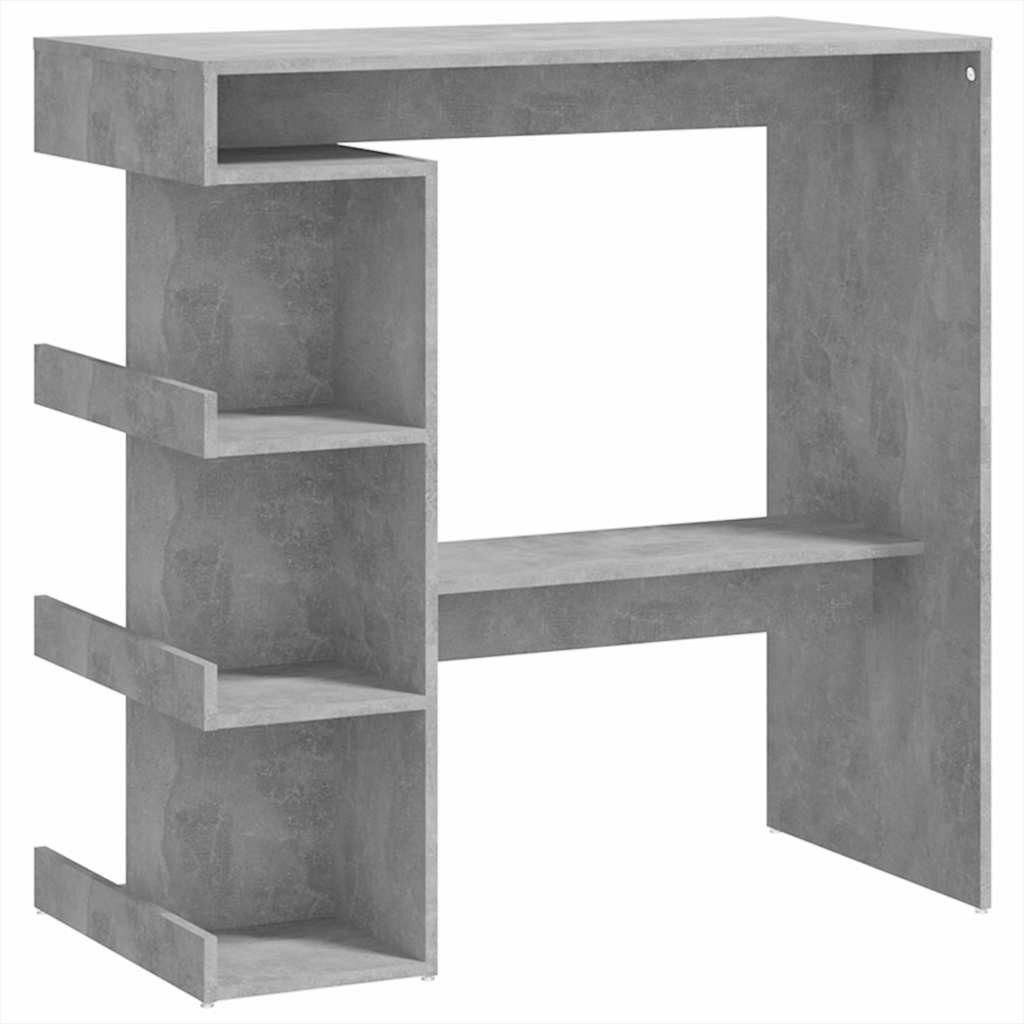 furnicato Bartisch Stehtisch Betongrau 100 x 50 x 101,5 cm aus Holzwerkstoff (1-St), Bar-Tisch mit drei Ablagen, Fußstütze und Platz für Weinflaschen