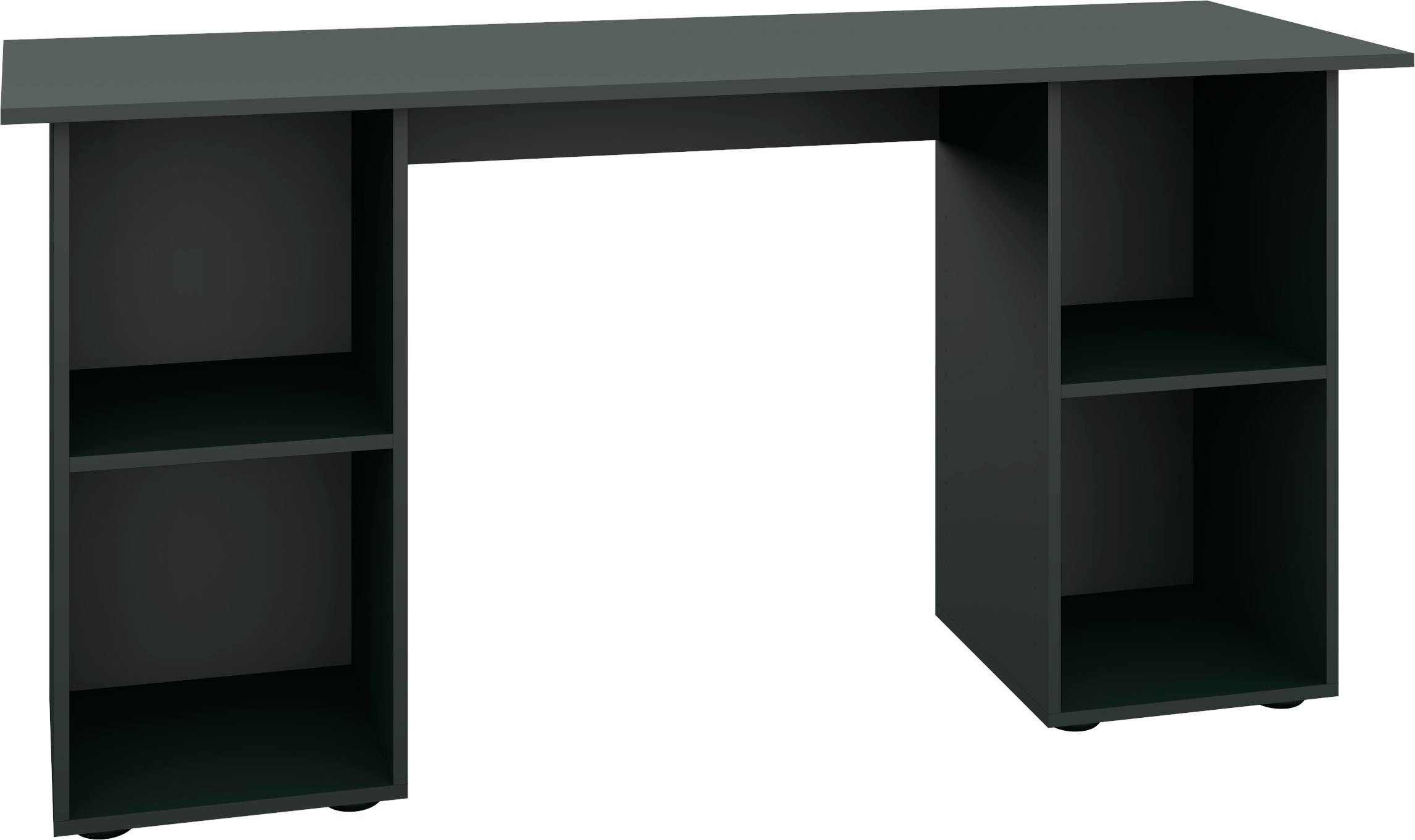 borchardt Möbel Schreibtisch Kai, Regalschreibtisch mit viel Stauraum, Breite 150 cm, Made in Germany schwarz matt | schwarz matt