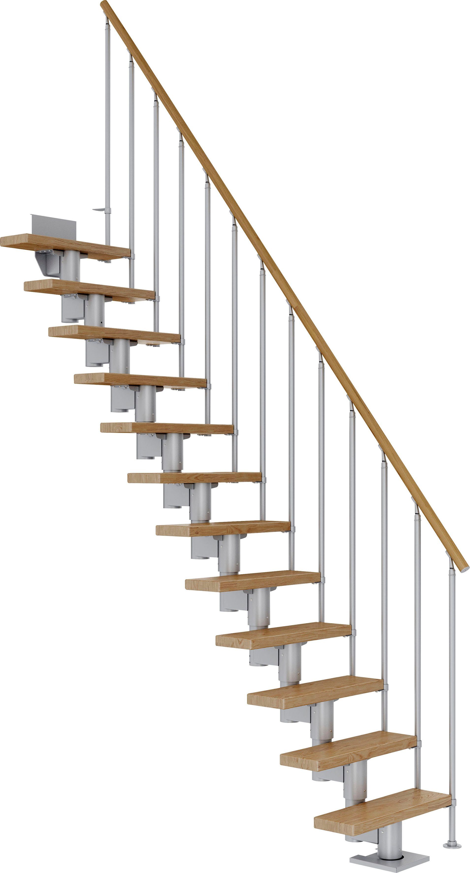 Dolle Mittelholmtreppe Dublin, für Geschosshöhen bis 292 cm, Stufen offen, Eiche/Metall