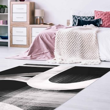 Teppich Vinyl Wohnzimmer Schlafzimmer Flur Küche Modern modern, Bilderdepot24, rechteckig - schwarz weiß glatt, nass wischbar (Küche, Tierhaare) - Saugroboter & Bodenheizung geeignet