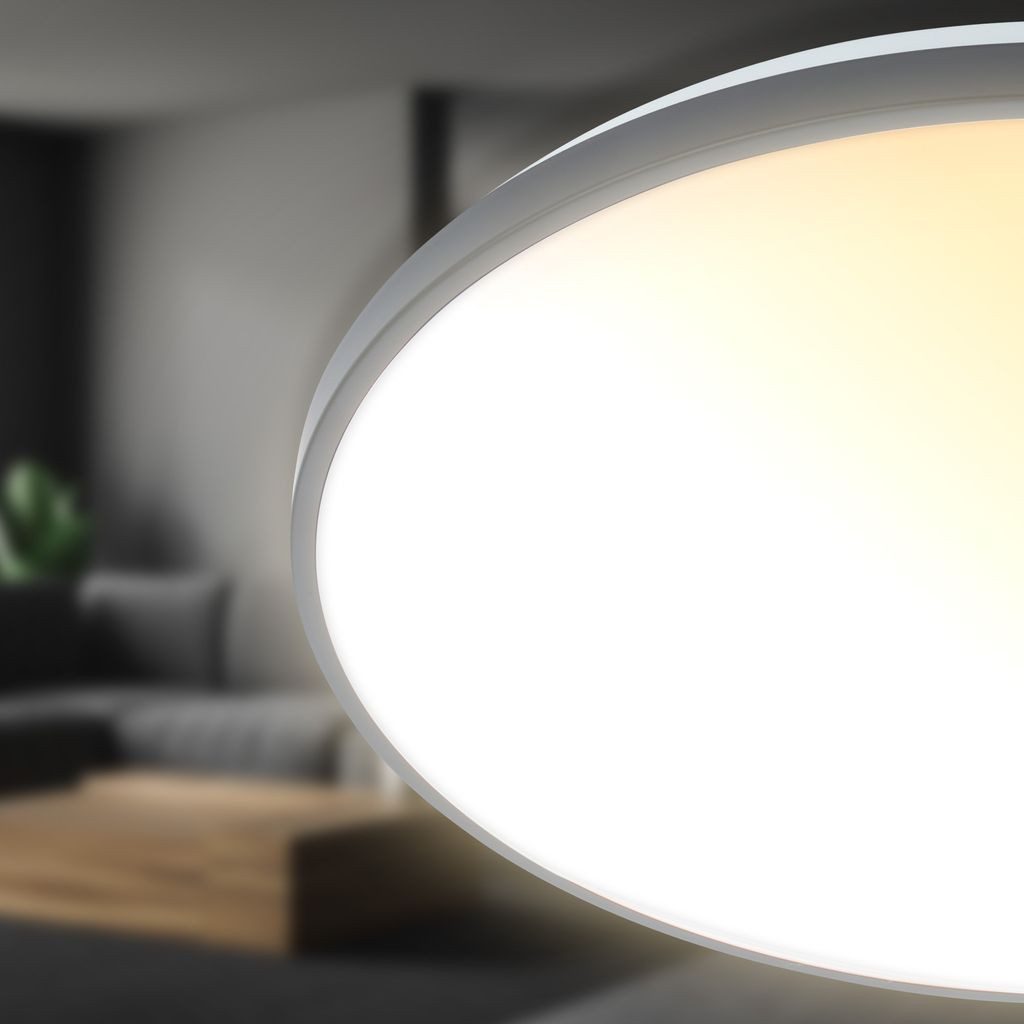 Briloner Leuchten LED Deckenleuchte LED Deckenlampe Fernbedienung Dimmbar CCT Dekorblende, LED fest integriert, CCT Farbtemperatursteuerung - Warmweiß / Neutralweiß / Kaltweiß, 48x6,5 cm, Wohnzimmer, Schlafzimmer, Flur, Küche