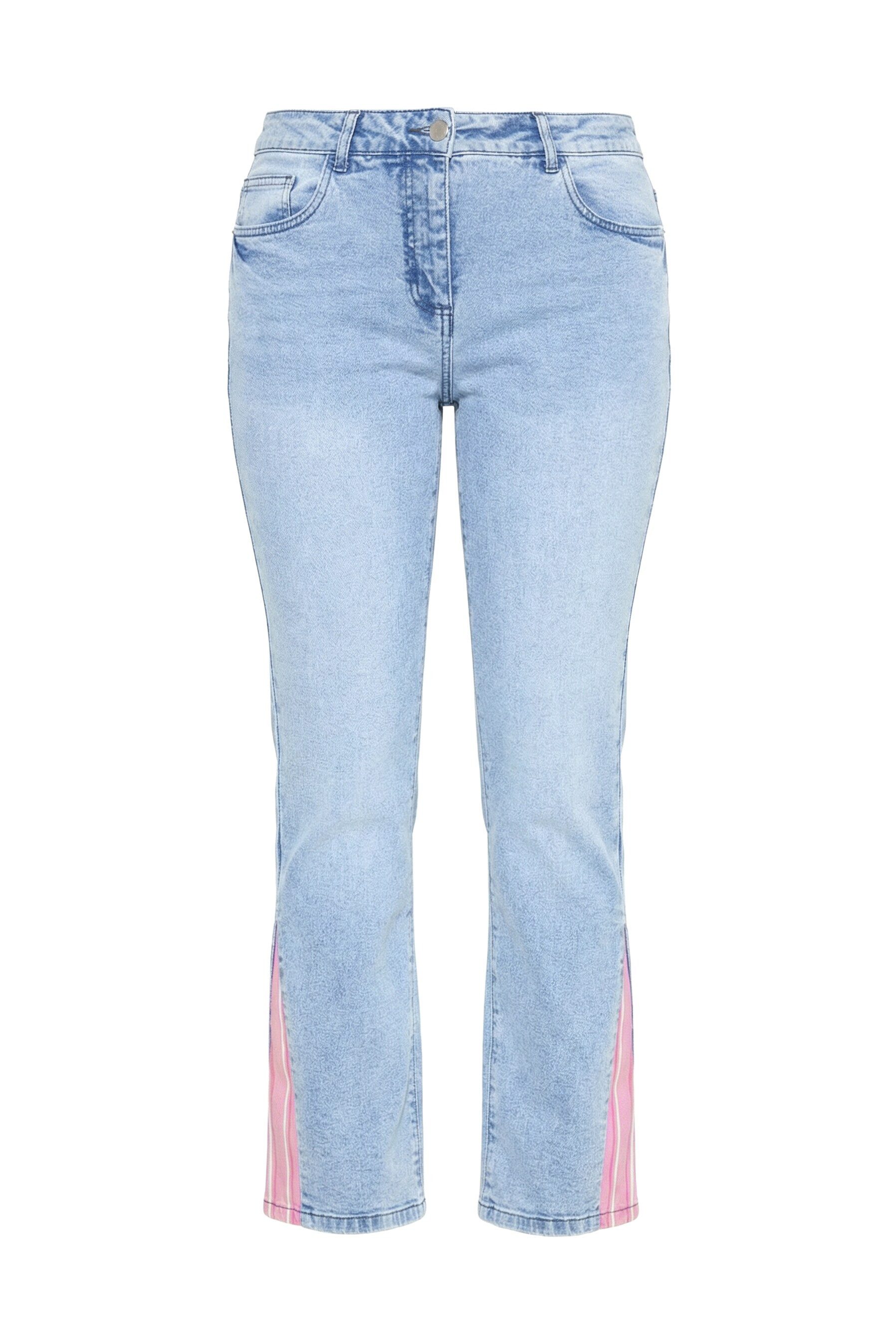 Regular-fit-Jeans Jeans Paula gerade Passform farbige Saum-Einsätze