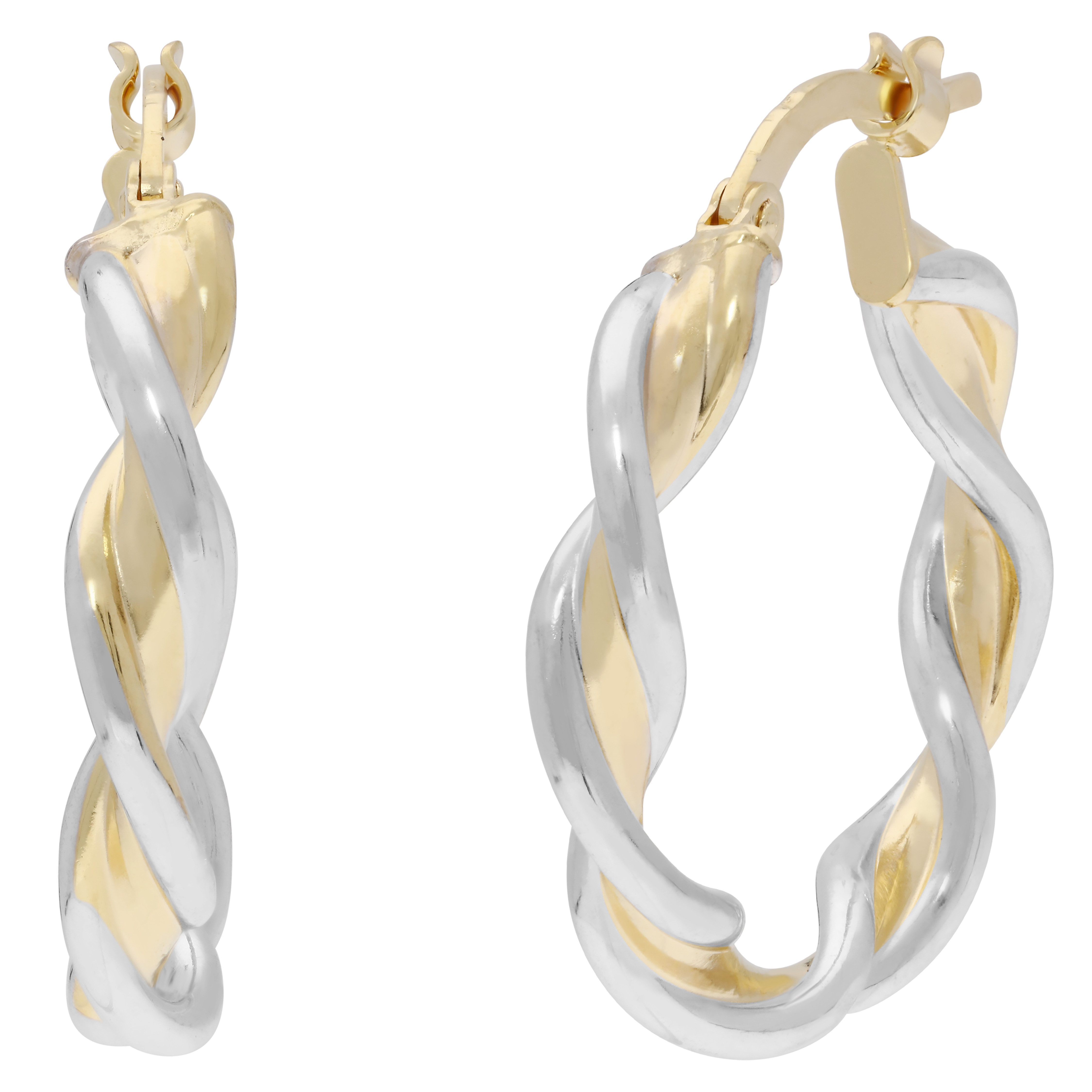 Paar Creolen Schmuck Geschenk Gold 585 Ohrschmuck Ohrringe bicolor