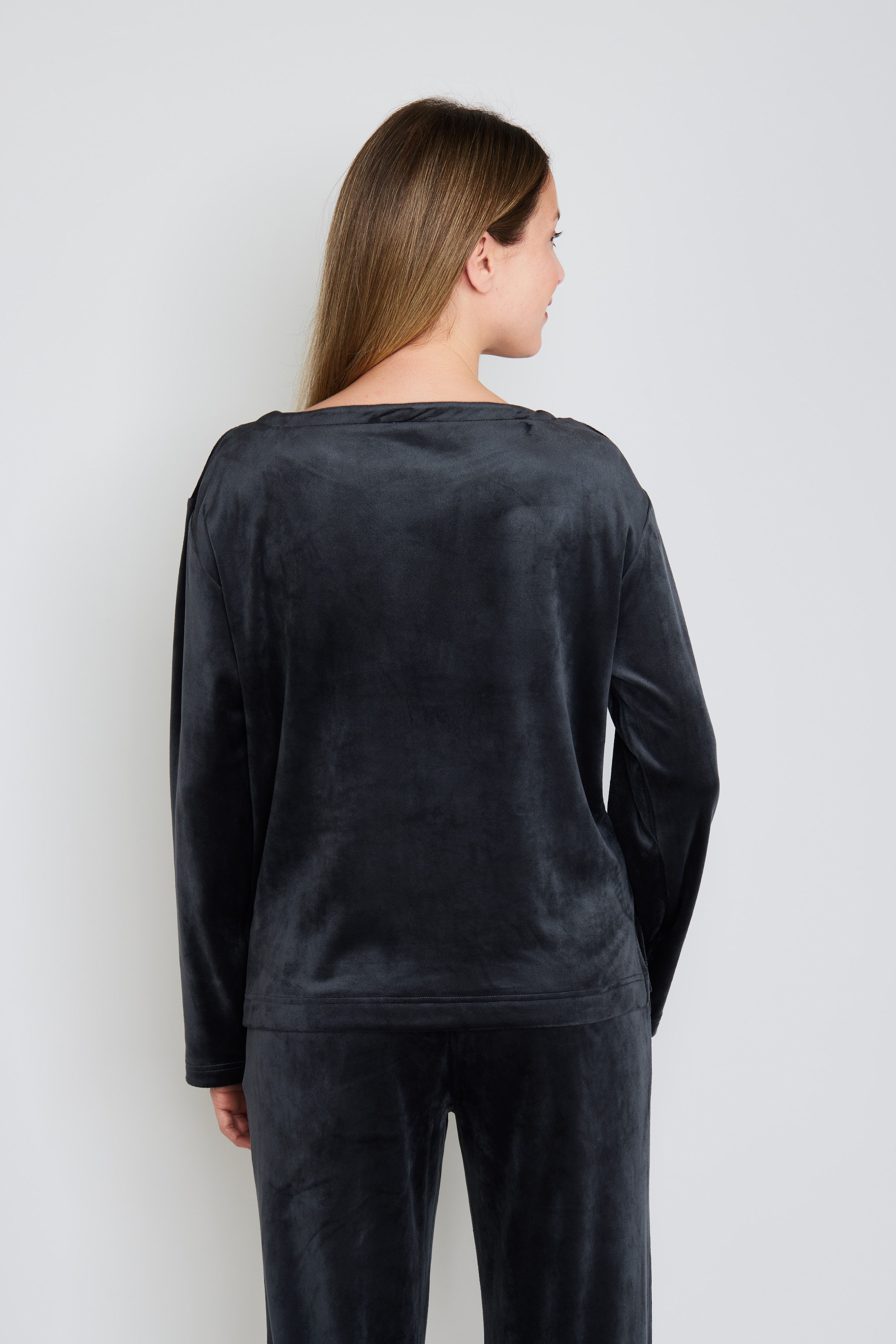 JOOP! Longsweatshirt Velvet mit langen Ärmeln, Rundhalsausschnitt