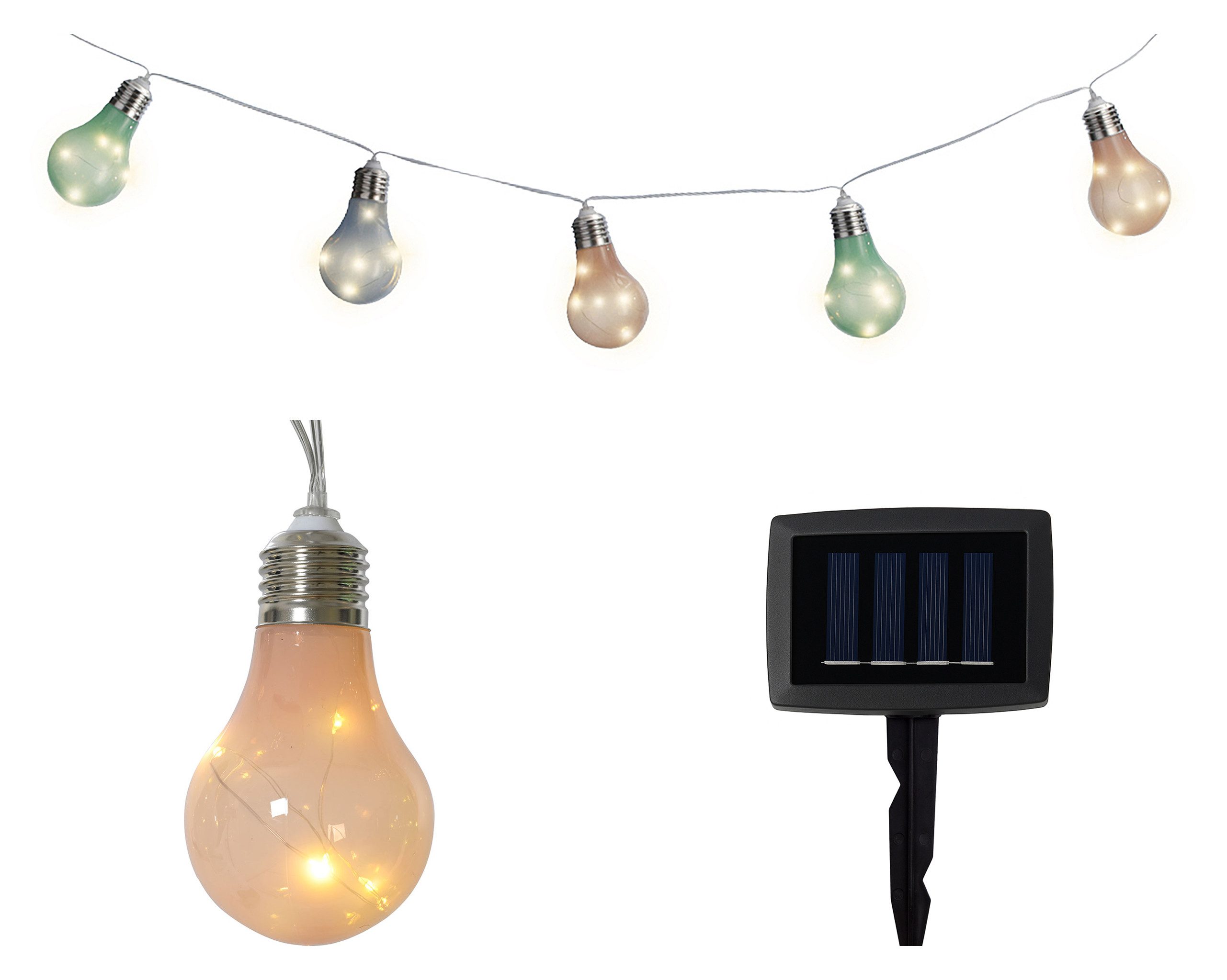 Lumineo LED-Girlande, LED Solar Lichterkette Glühbirnen günstig online kaufen