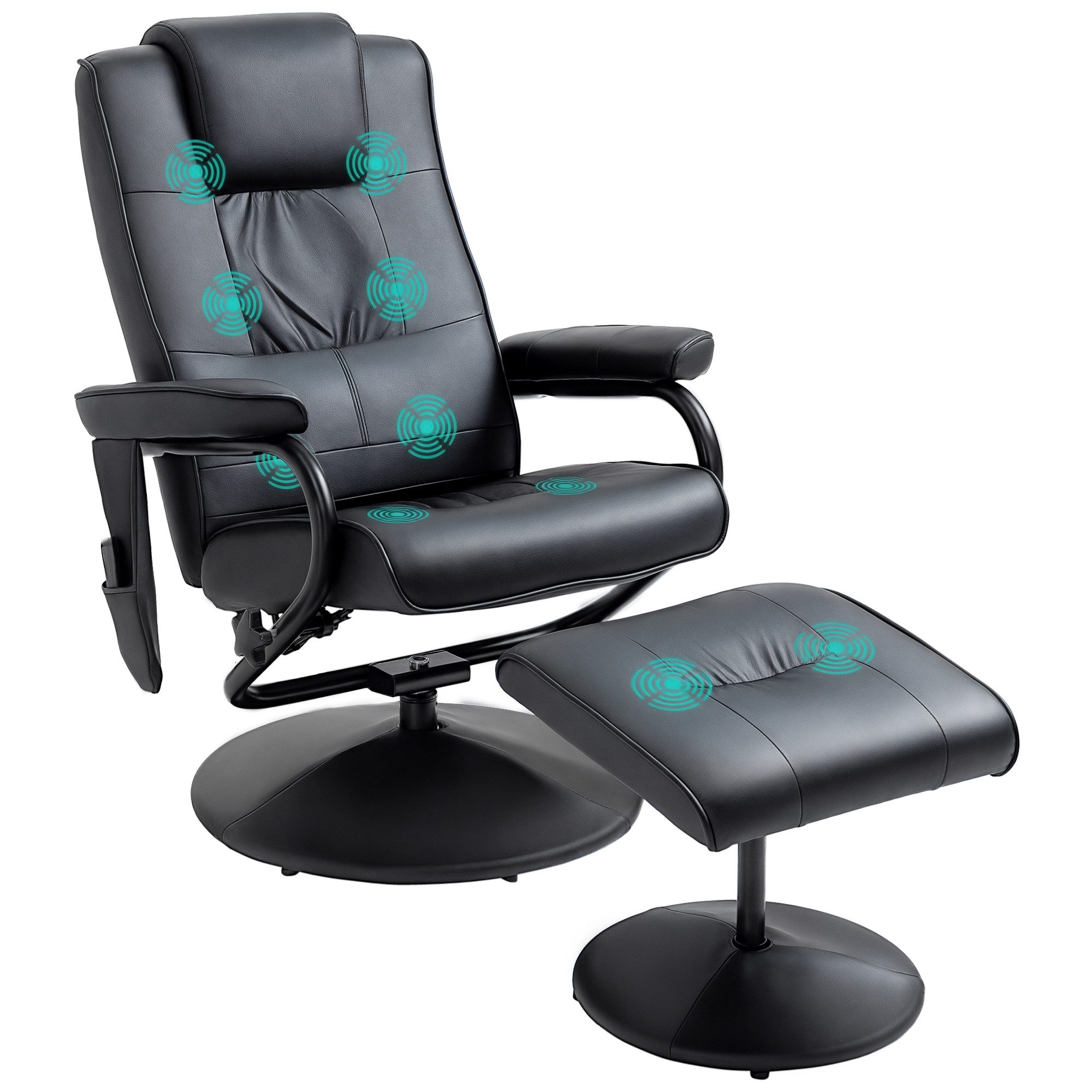 HOMCOM Massagesessel Fernsehsessel Hocker Kunstleder (Set, 2-St., Relaxliege), Kann sitzen, liegen und um 360° drehen