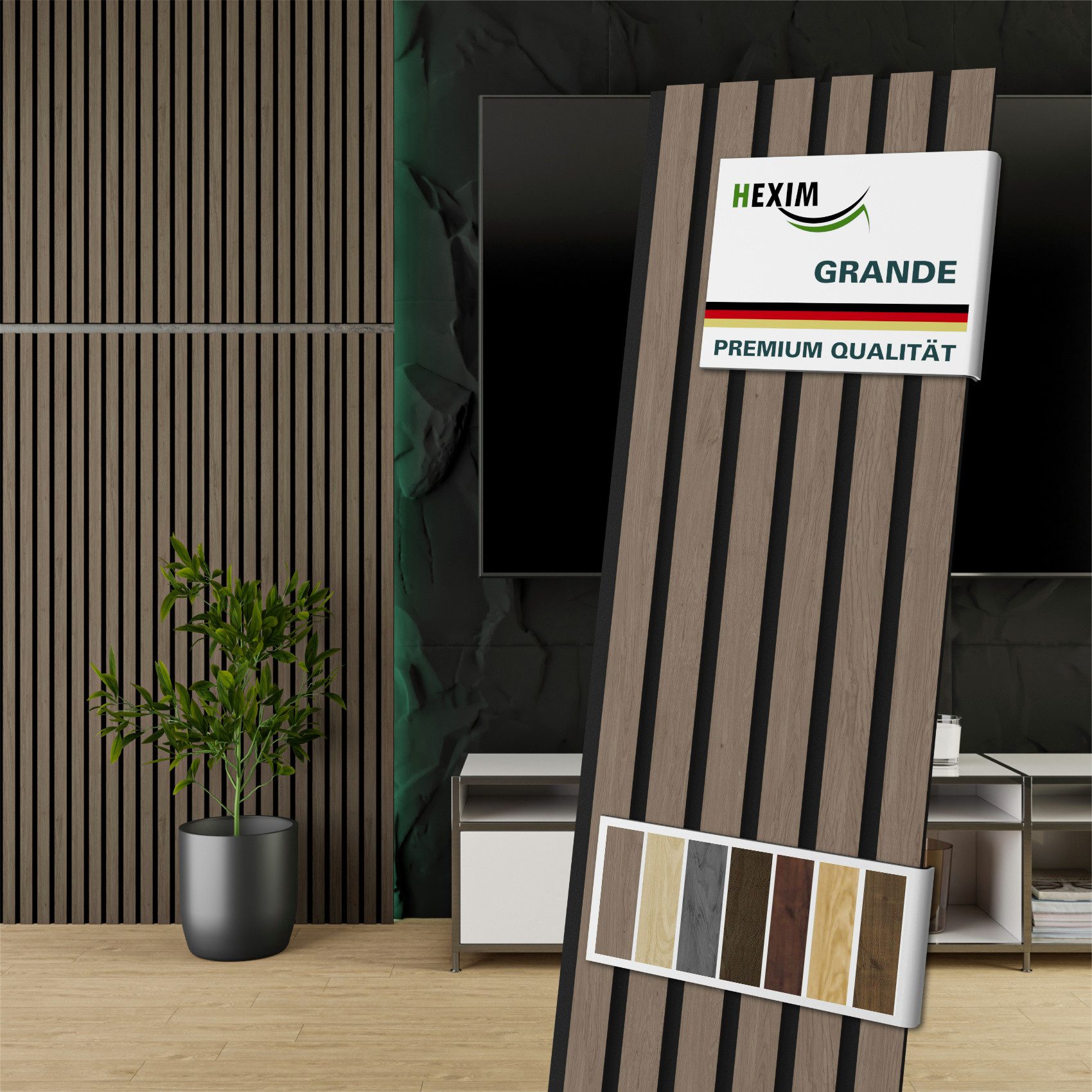 Hexim Wandpaneel, (Akustikpaneele Holz 140x30cm Grande günstig online kaufen