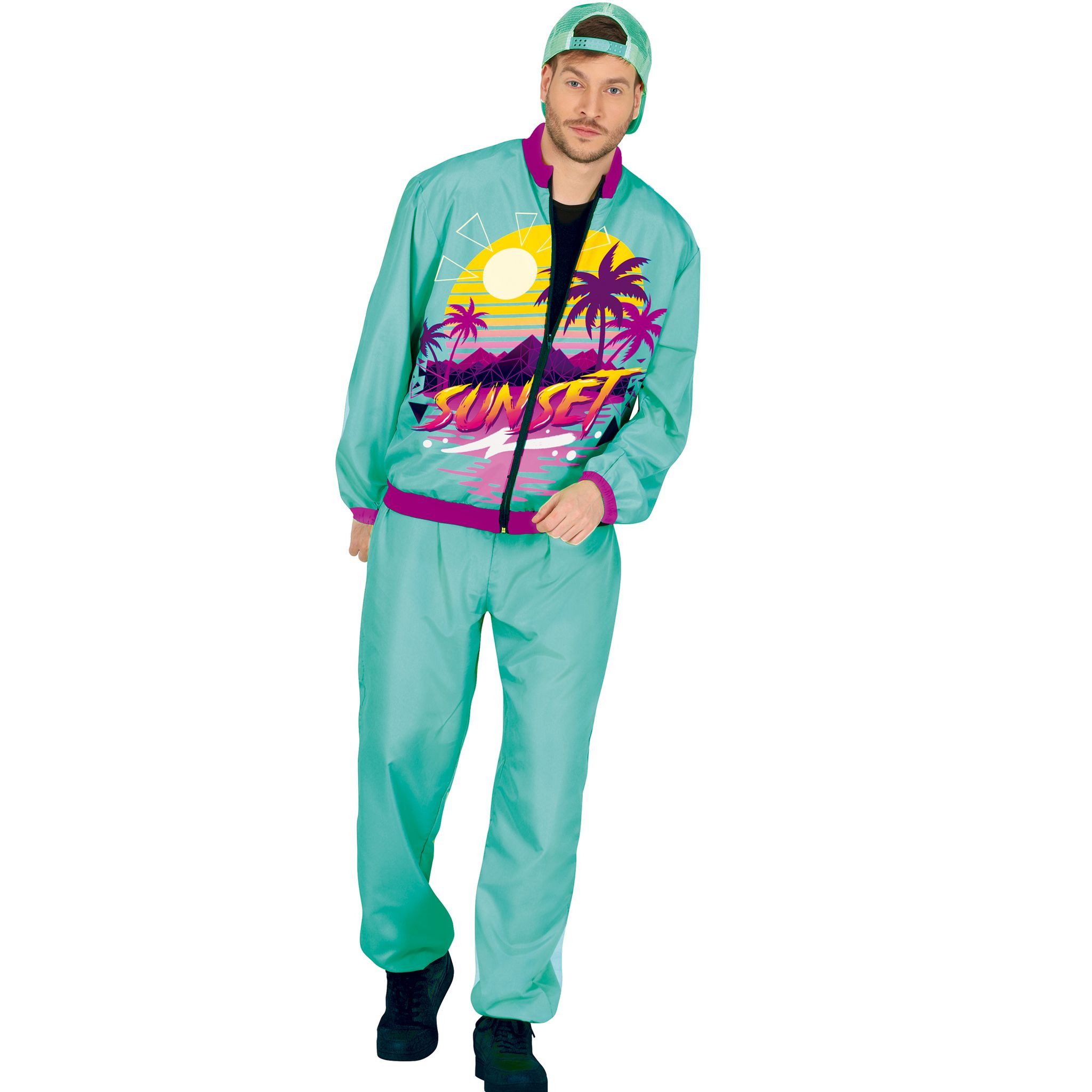 Fiestas Guirca Kostüm 80er Jahre Jogginganzug Sunset Türkis Herren günstig online kaufen