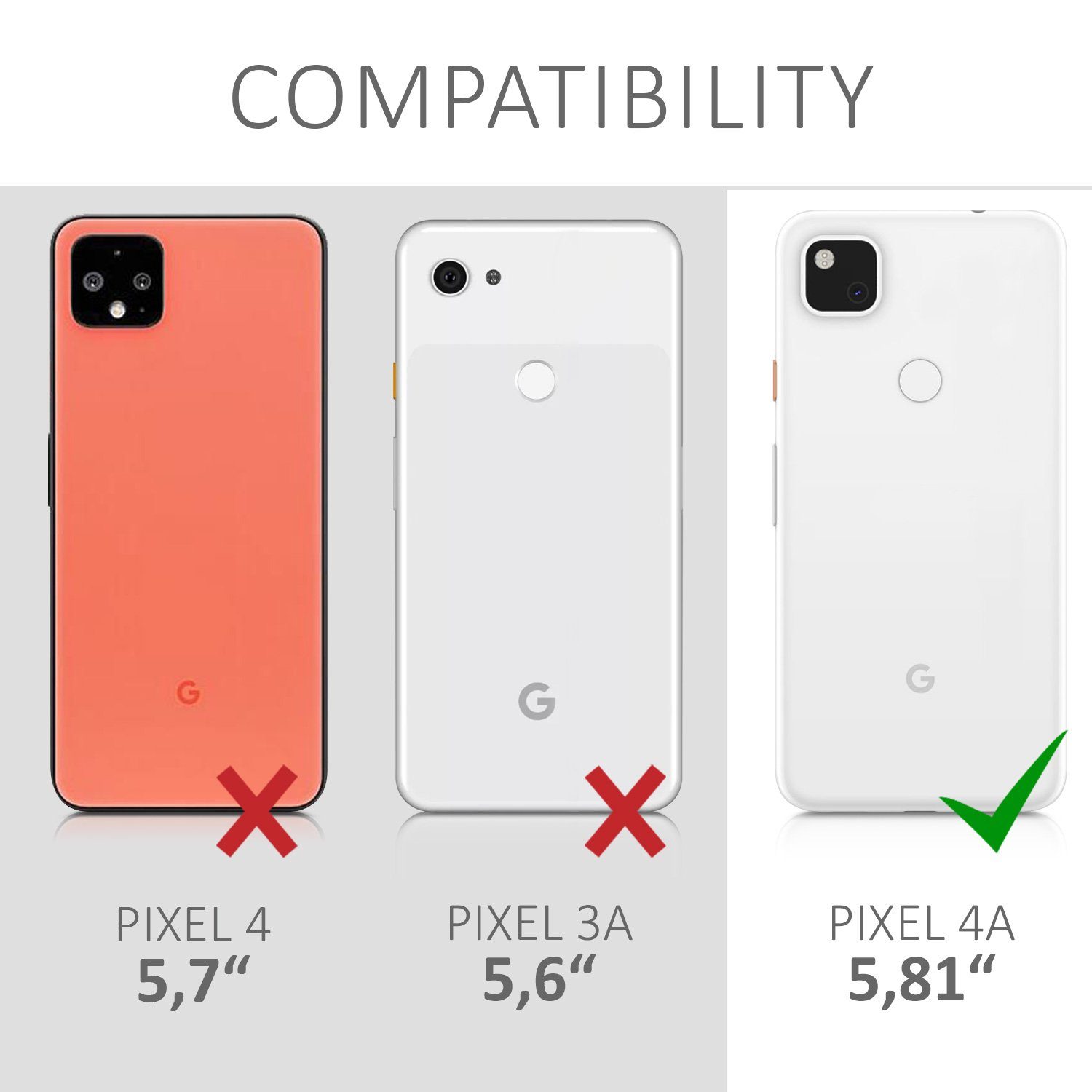 kwmobile Handyhülle Wallet Case für Google Pixel 4a, Hülle mit Ständer - Handyhülle Kartenfächer – Bild 5 von 5