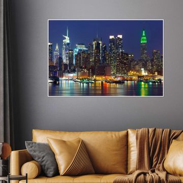 Posterlounge Poster Editors Choice, New York City in der Nacht über dem Hudson River, Wohnzimmer Fotografie