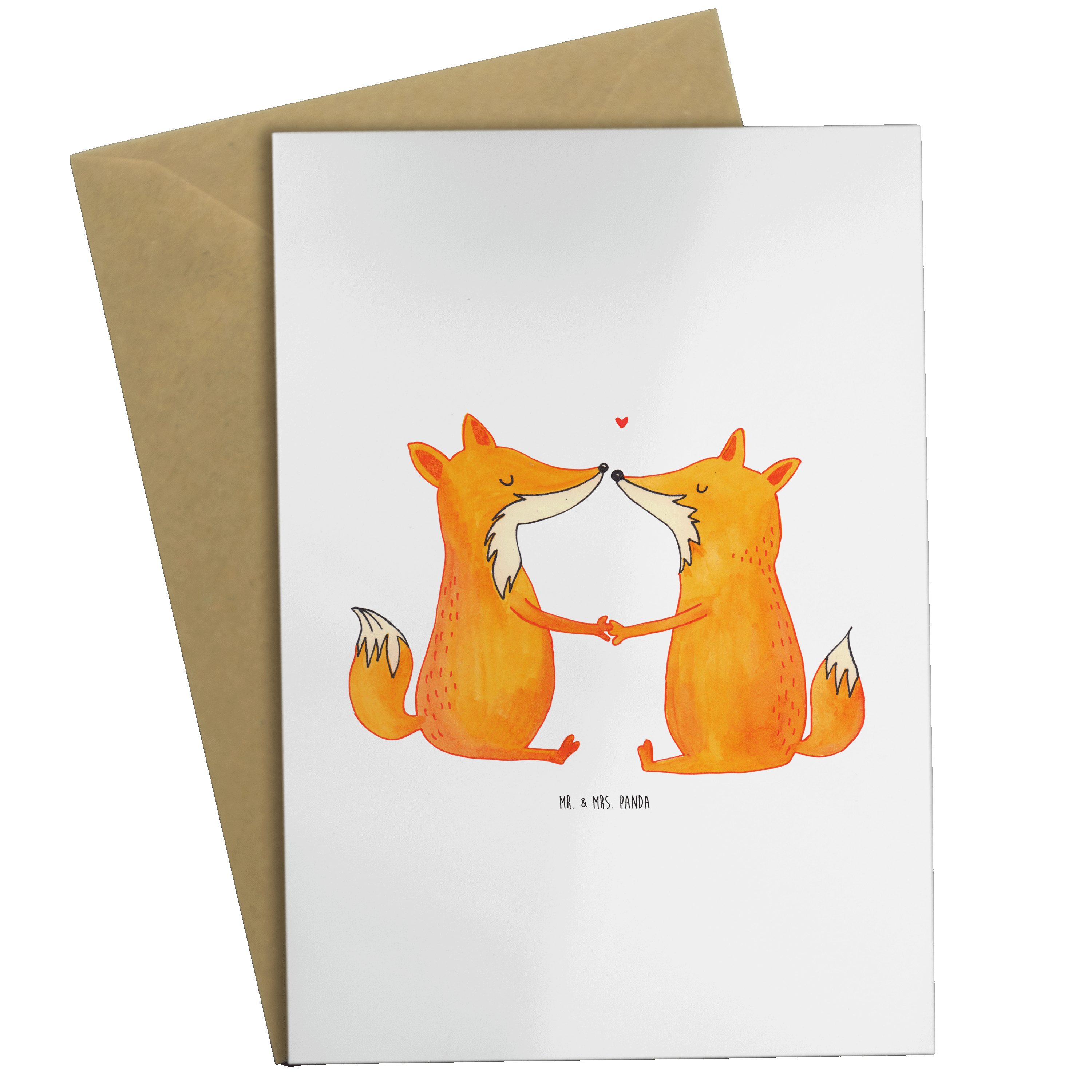 Mr. & Mrs. Panda Grußkarte Geschenk, Füchse Glückwunschkarte, P Liebe - Weiß Geburtstagskarte, 