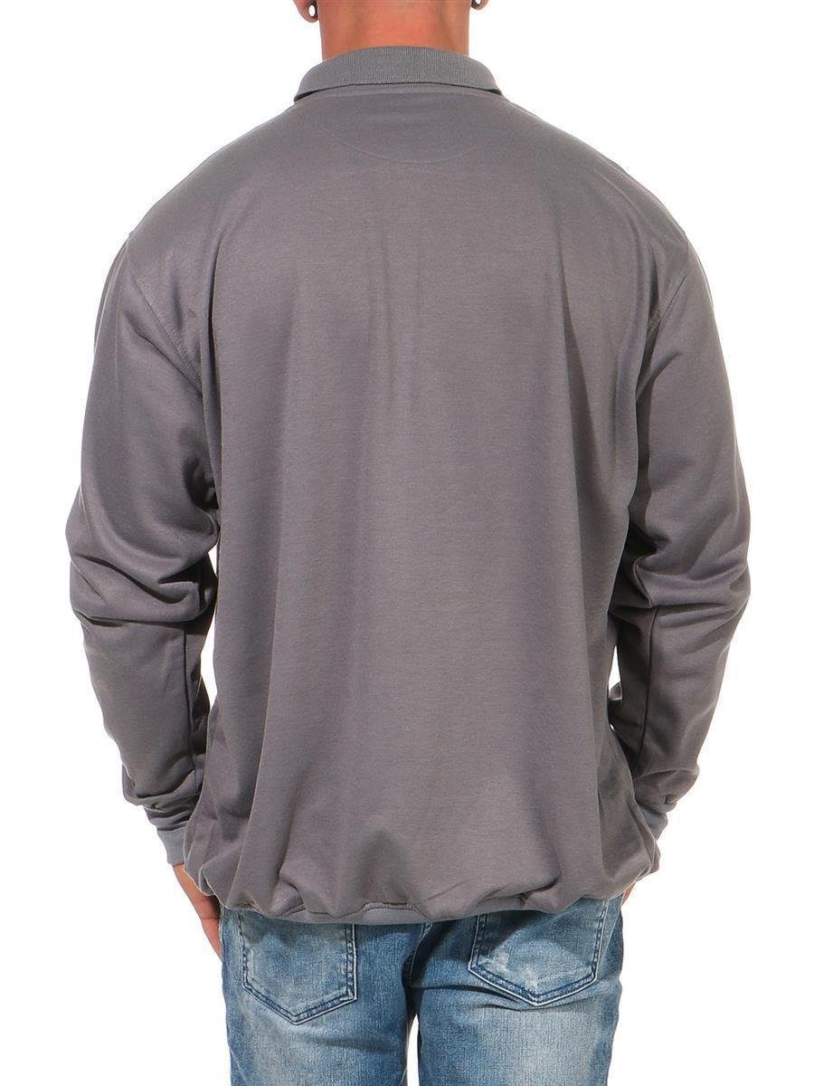 Langarm Longsleeve Herren Grau Shirt (1-tlg) Poloshirt XL XXL EloModa M L Polo