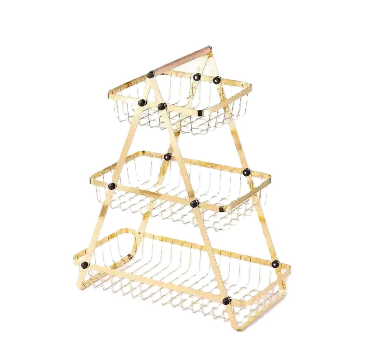 Cheffinger Etagere 3-stöckig, mit Griff, Obstkorb in Gold - Tragbar & Platzsparend, Metall, (1-tlg)