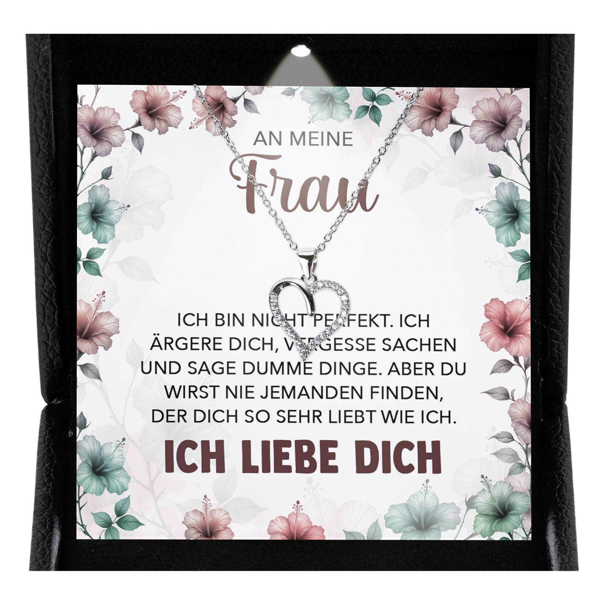 Valentinstagsgeschenk 22Feels Schmuckset An Meine Frau Ich Liebe Dich Kette Ehefrau Geschenk Hochzeitstag Herz (inkl. Geschenktasche, Karte, Poliertuc