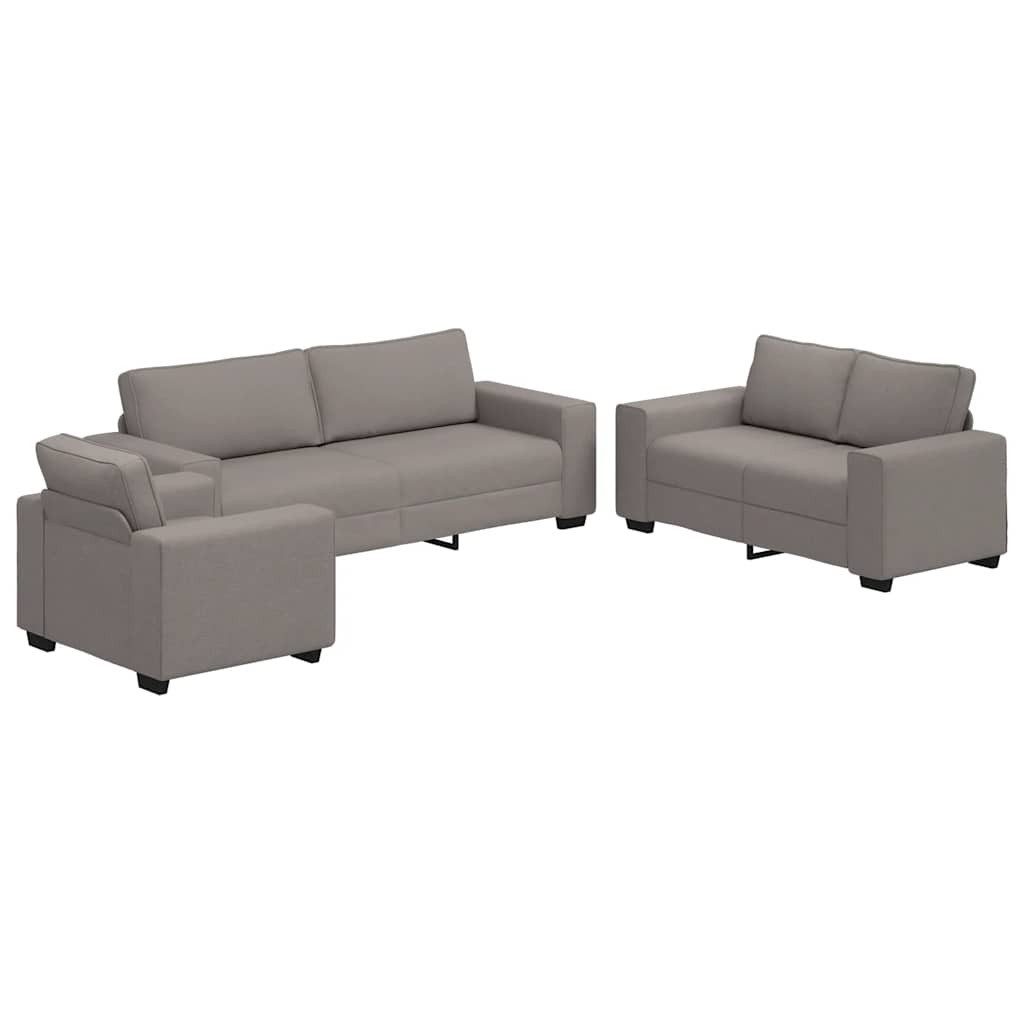 vidaXL Sofa 3-teiliges Sofa-Set mit Kissen, taupefarbener Stoff günstig online kaufen