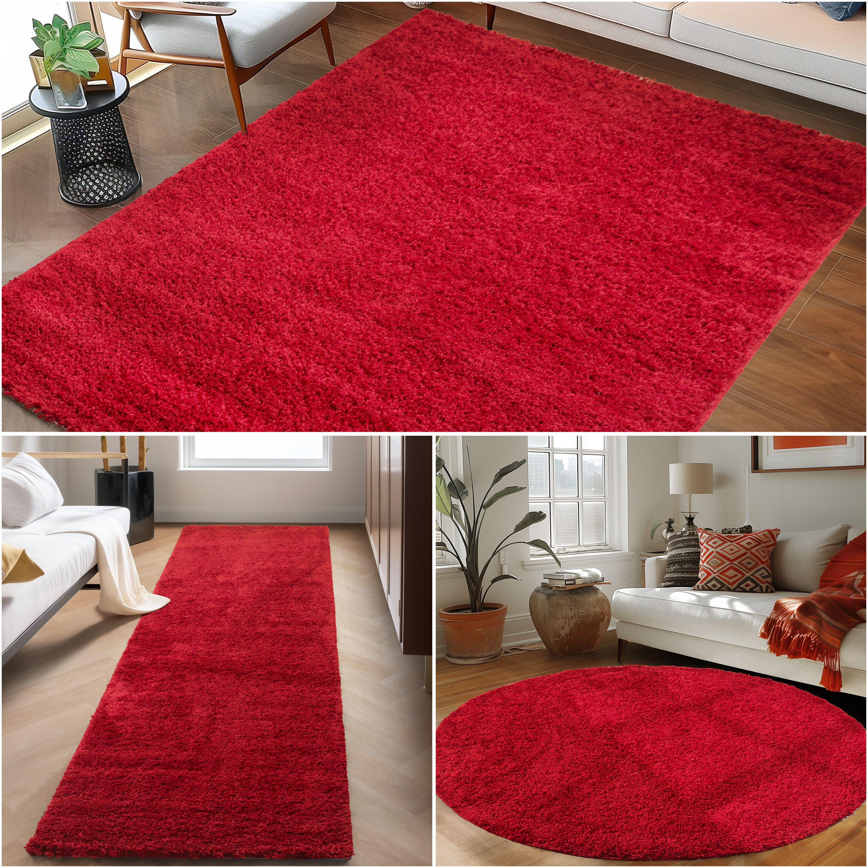 Carpettex Hochflor-Teppich Unicolor - Einfarbig, Läufer, Höhe: 30 mm, Einfarbig Shaggy Teppich Wohnzimmer Langflor versch. farben und größen